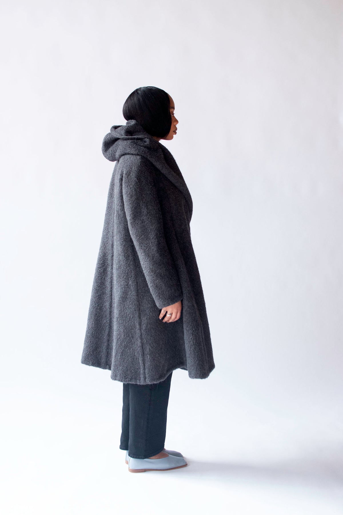 Gray Mohair Coat | Donna Karan