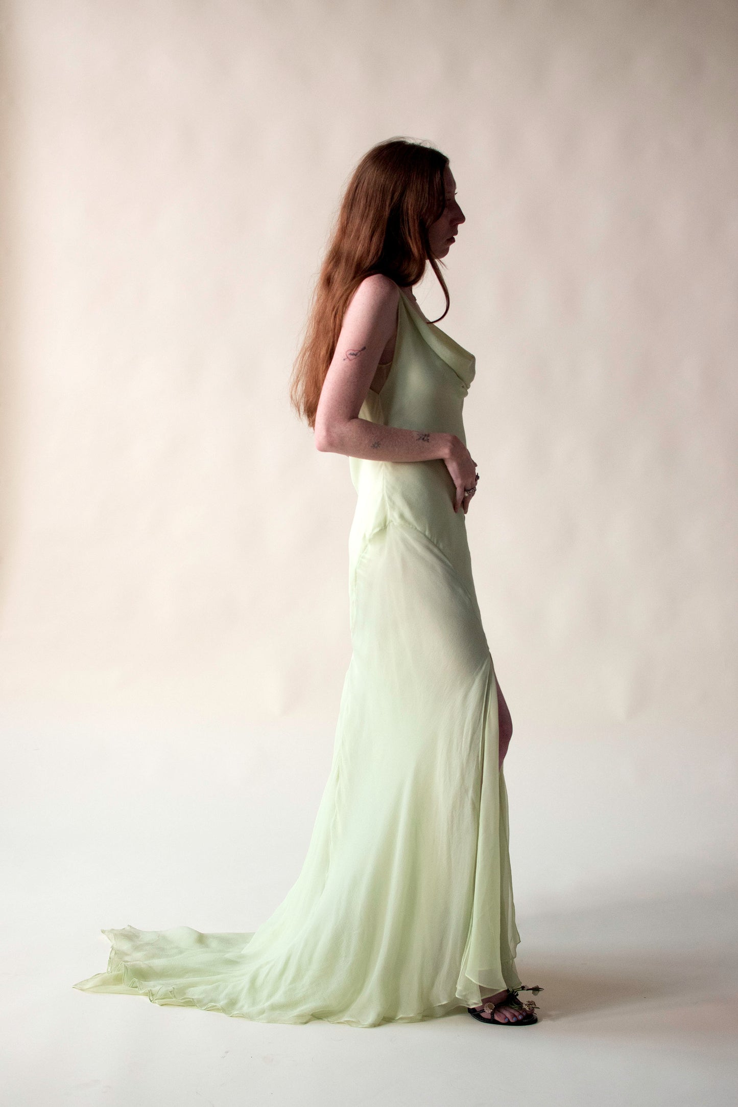 Celery Chiffon Gown | Krizia SS 2005
