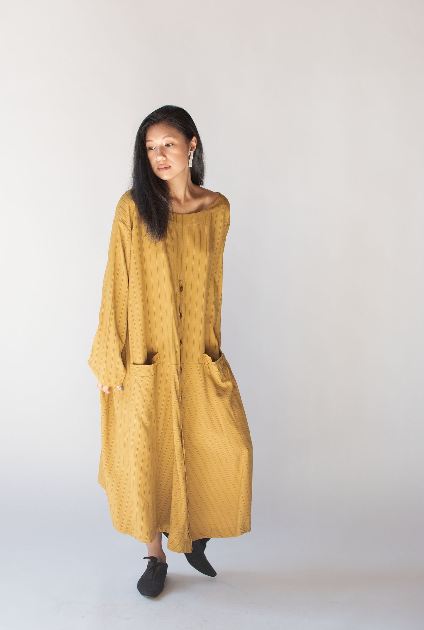 1990s Pinstripe Silk Dress | J. Morgan Puett