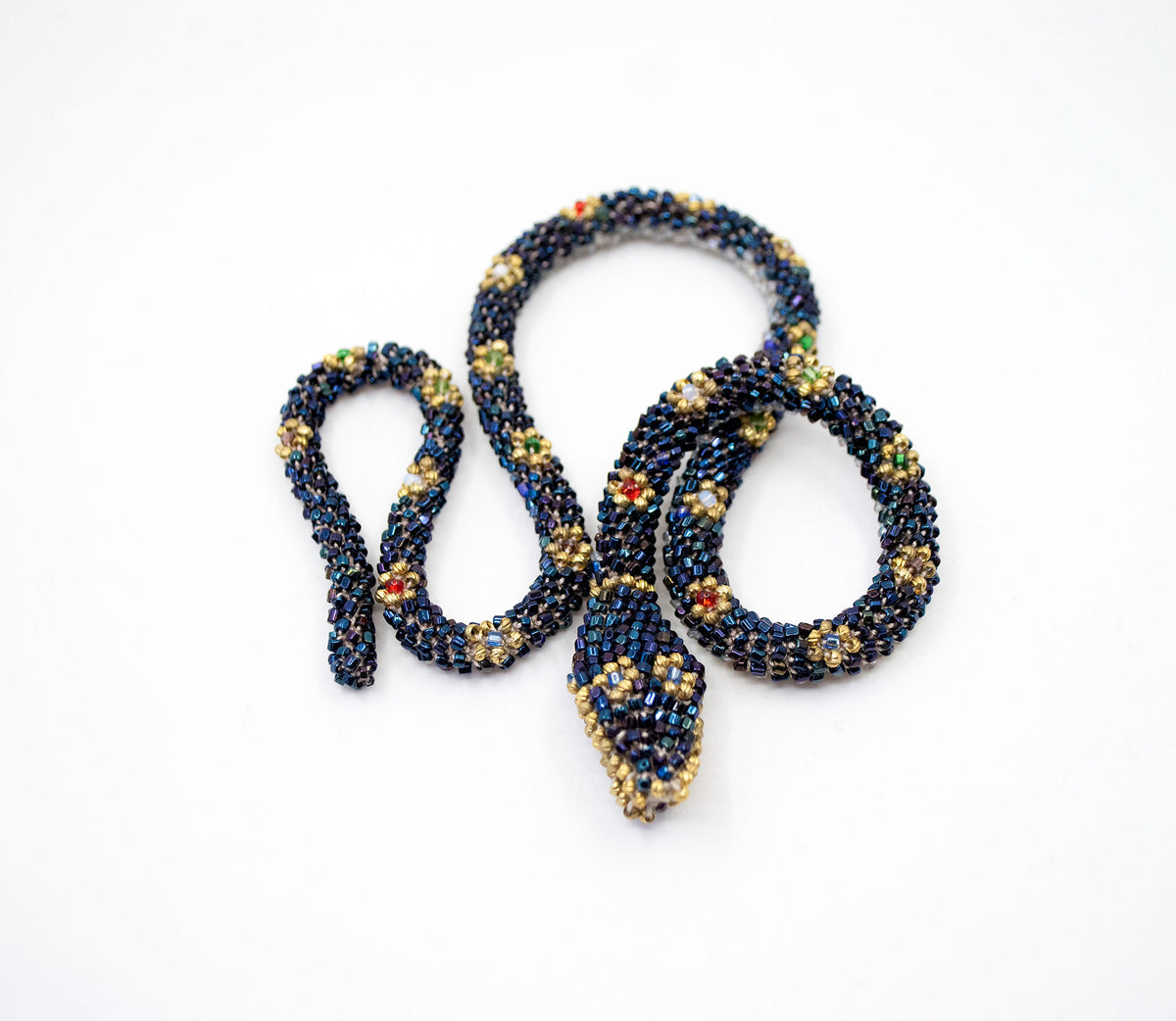 Bead Crochet Snake | Oil Slick Flower Snap Mouth
