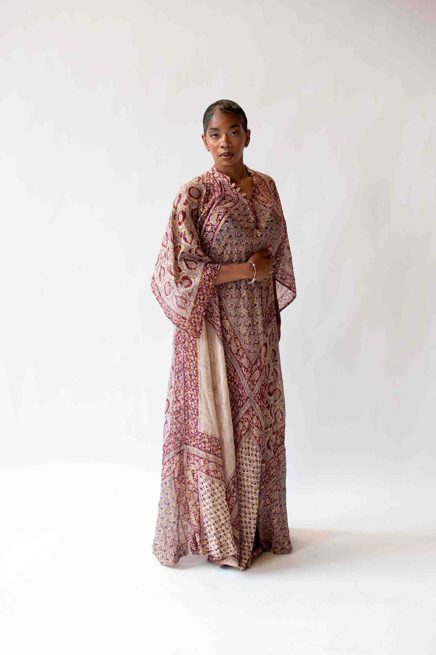 1970s Indian Gauze Lurex Caftan | Abraham and Straus
