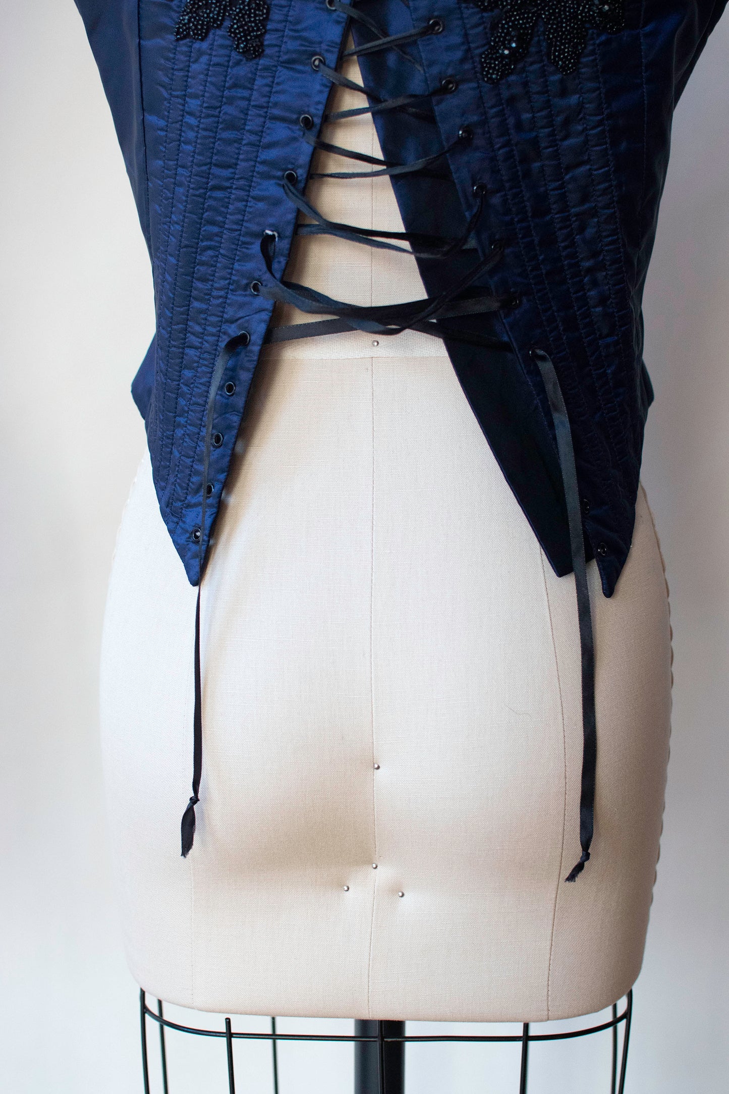Blue Silk Corset Top With Beading | Eavis & Brown