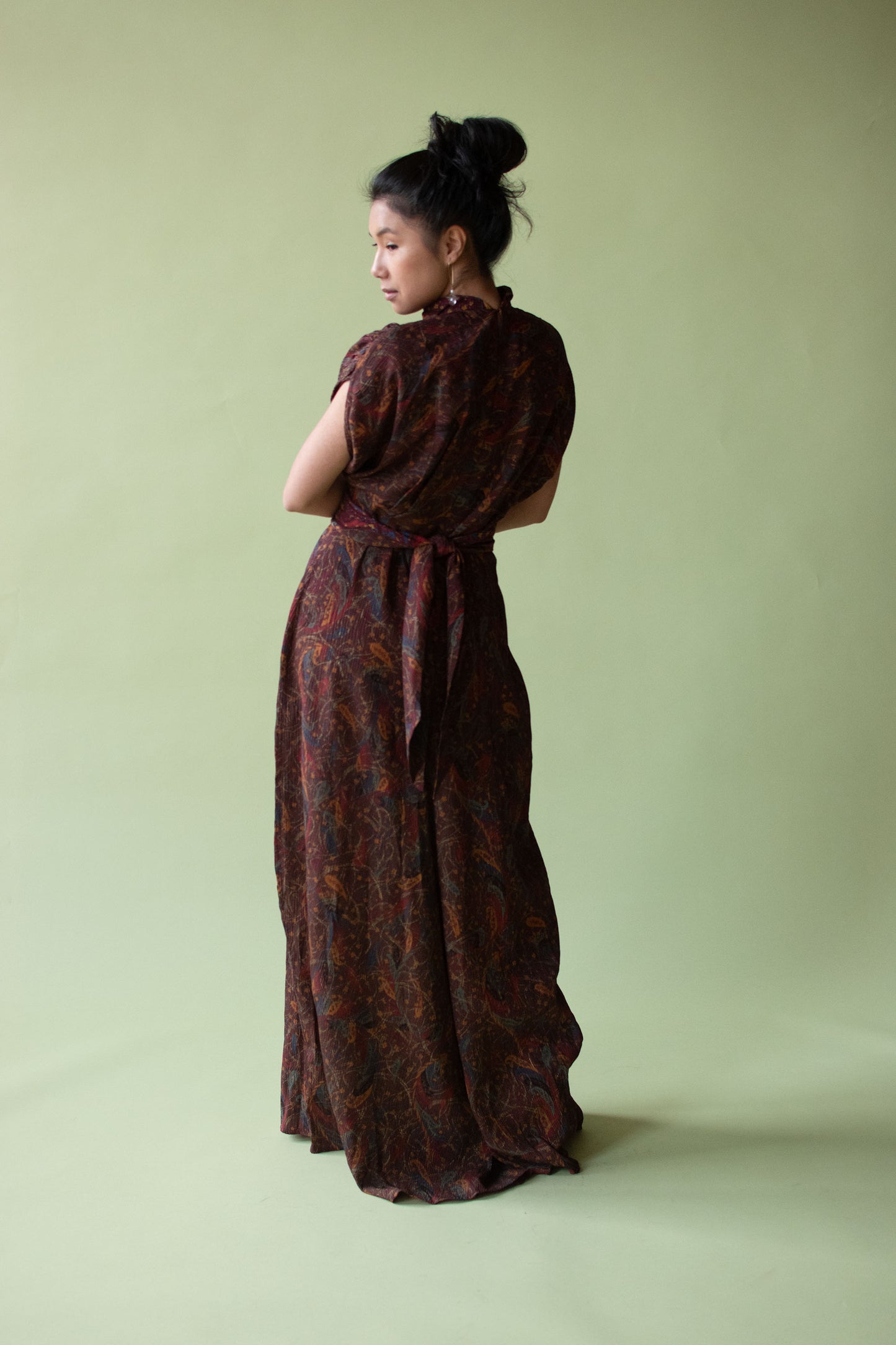 1930s Painted Crepe Dress