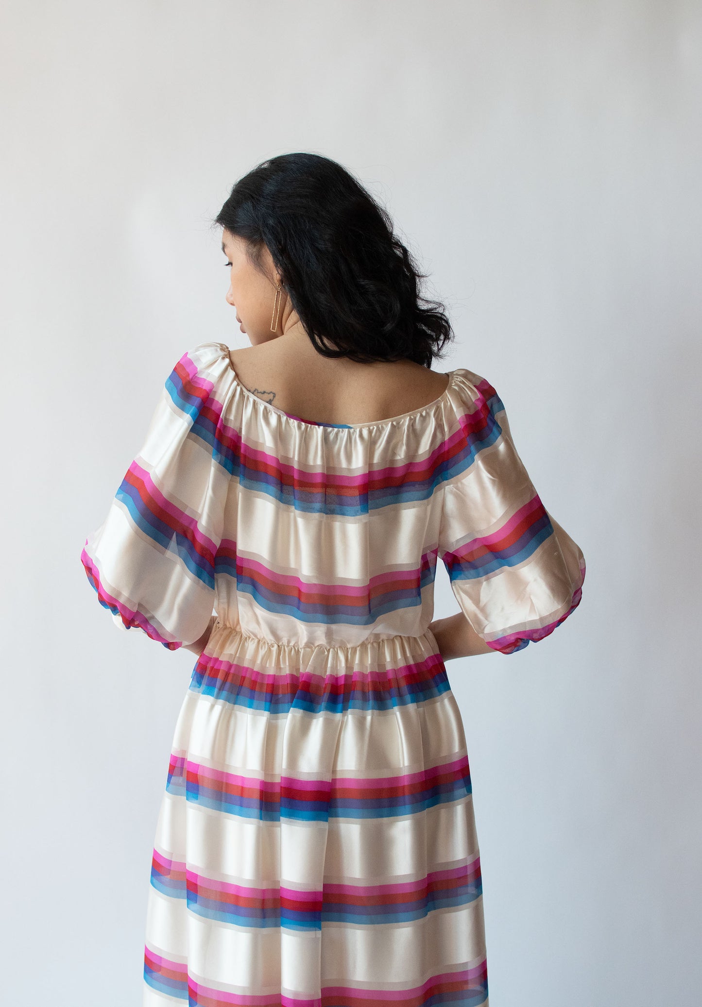 1980s Striped Silk Dress | Albert Nipon