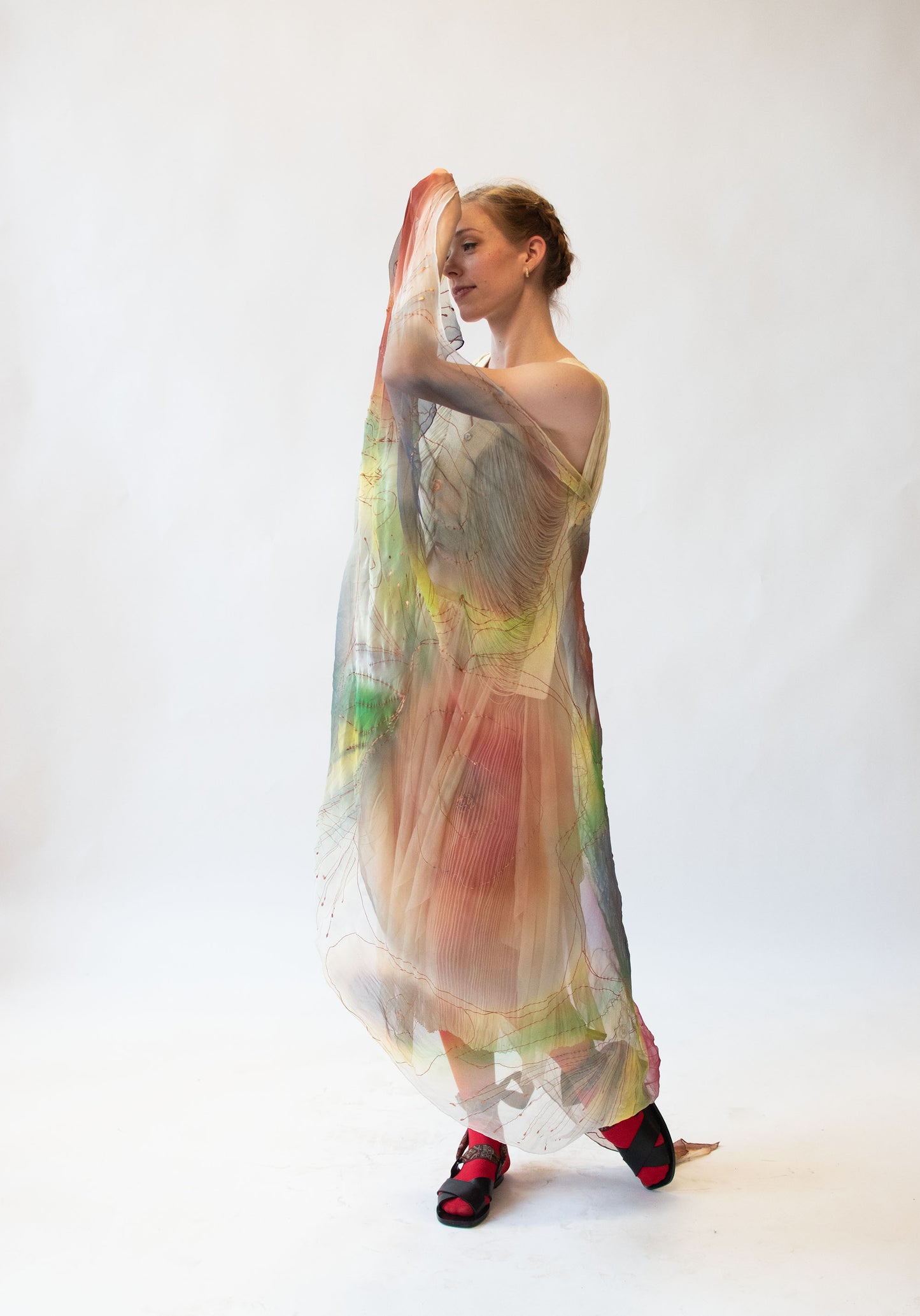 Hand painted chiffon scarf