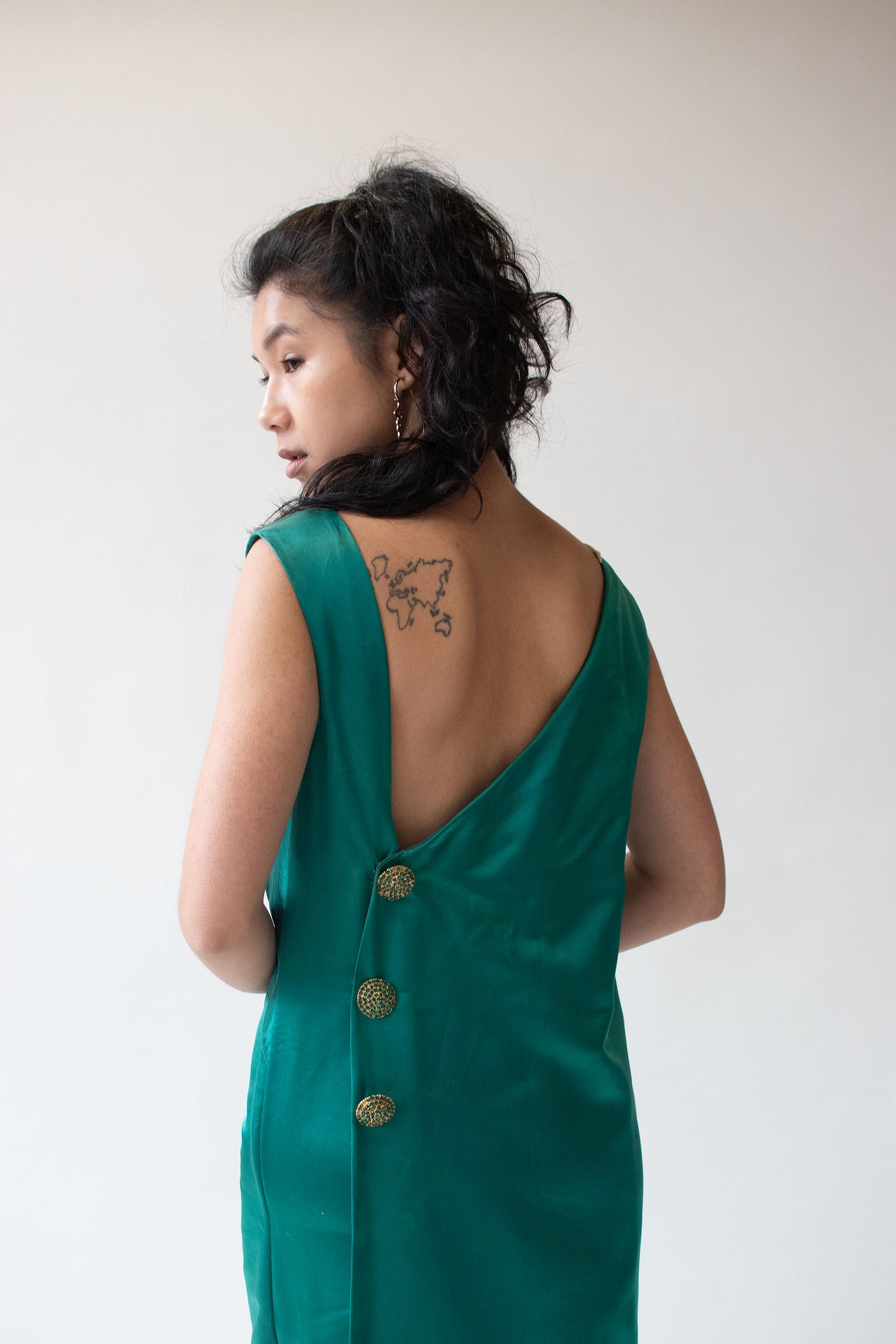1960s Emerald Silk Evening Gown
