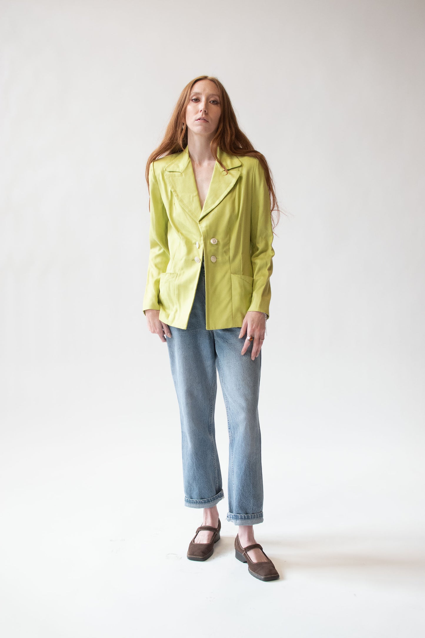 1940s Chartreuse Linen Blazer