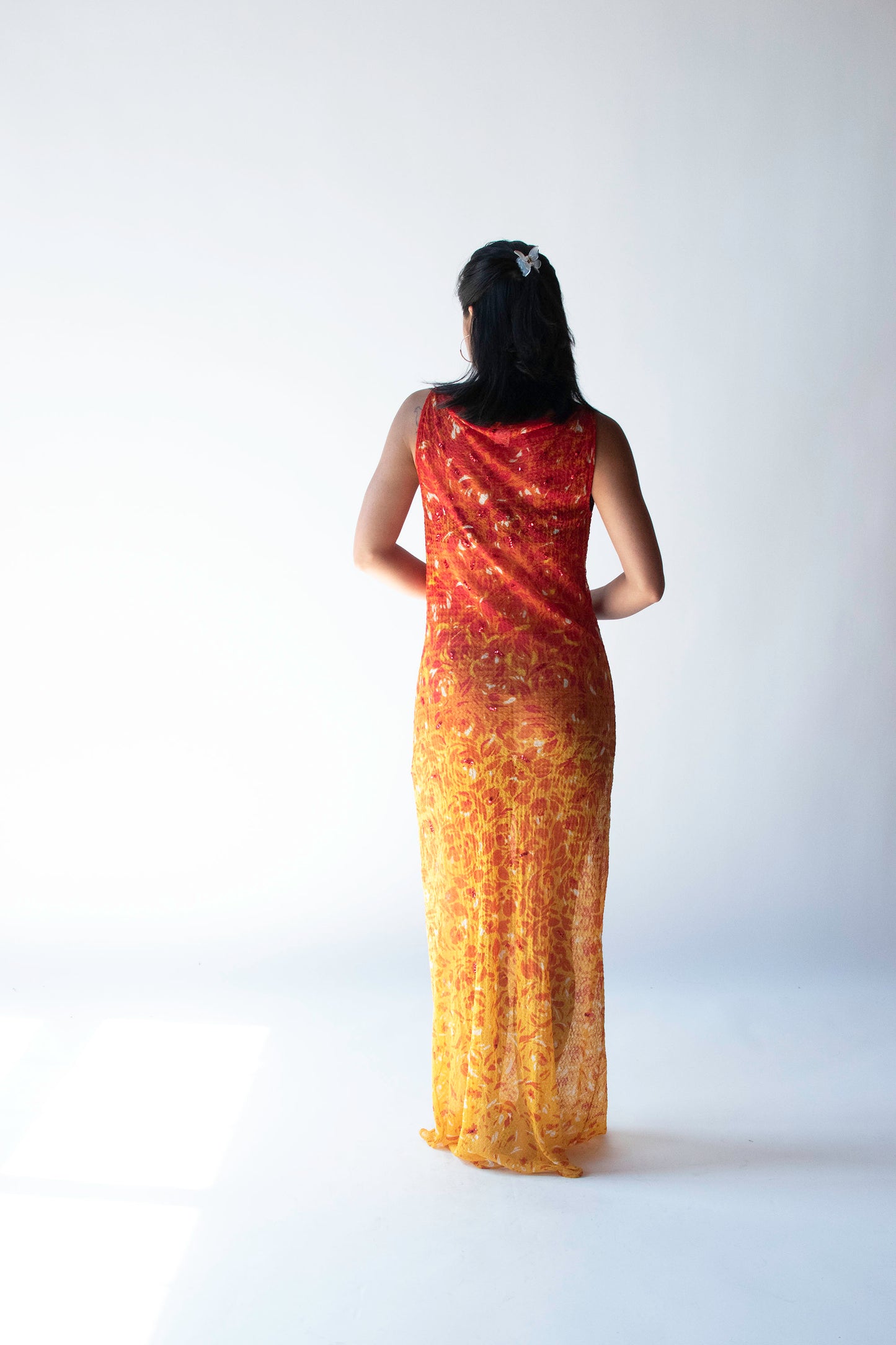 Flame print Mesh Dress | Vivienne Tam SS 1998