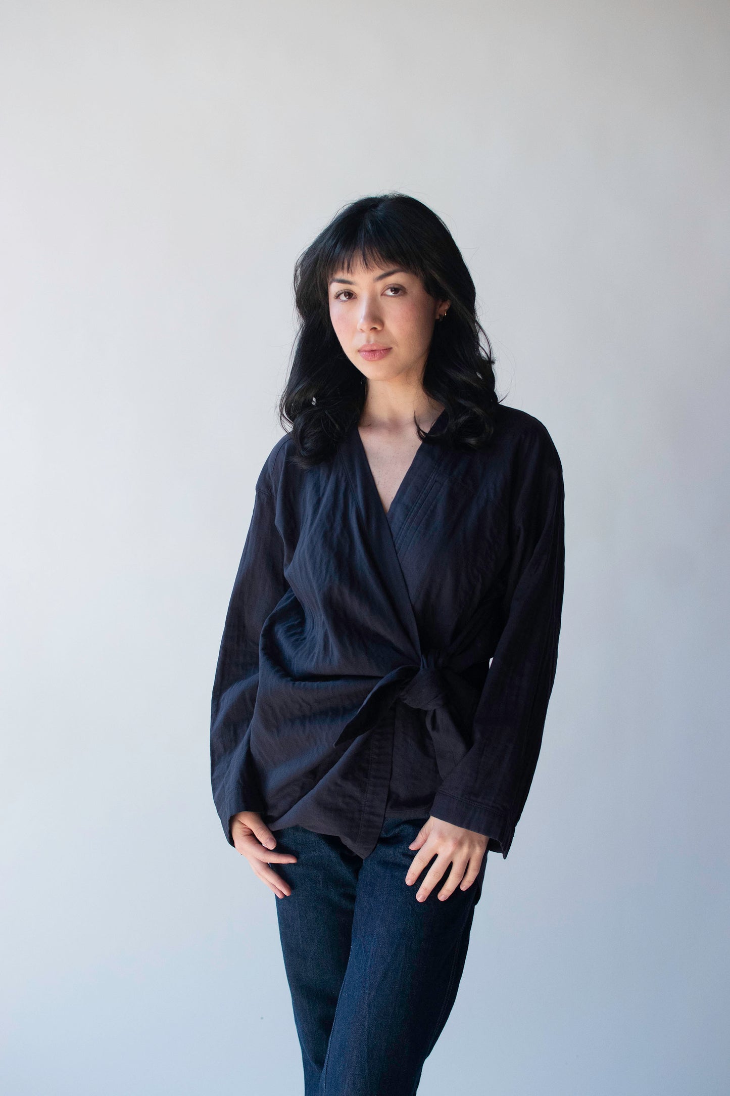 Navy Wrap Blouse | Issey Miyake