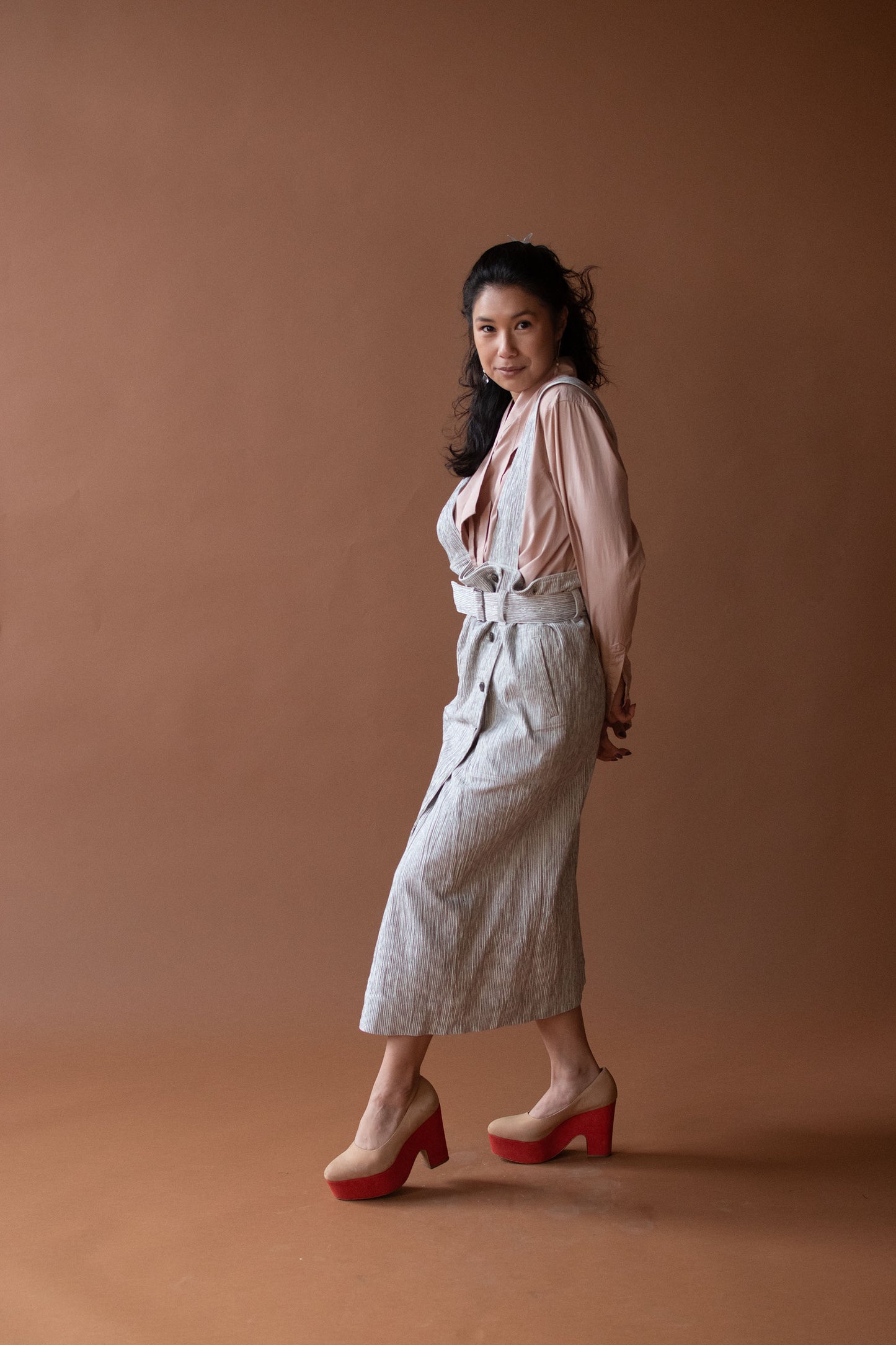 Striped Suspender Skirt | Plantation Issey Miyake