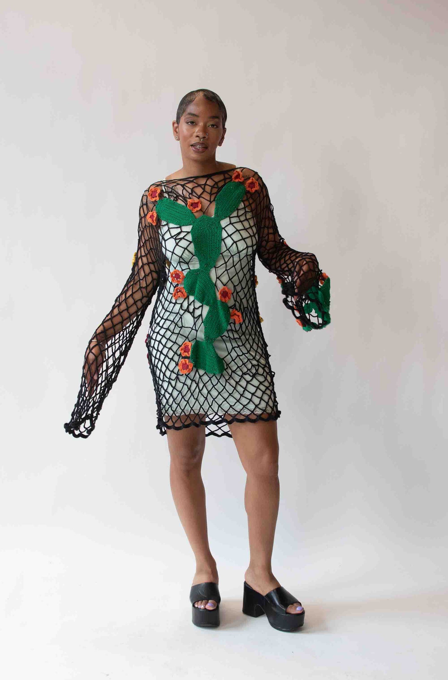 1990s - y2k Cactus Crochet Tunic | Kyoko Higa