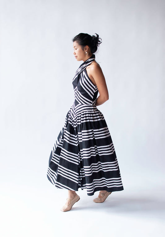 Chevron Halter Dress | Victor Costa