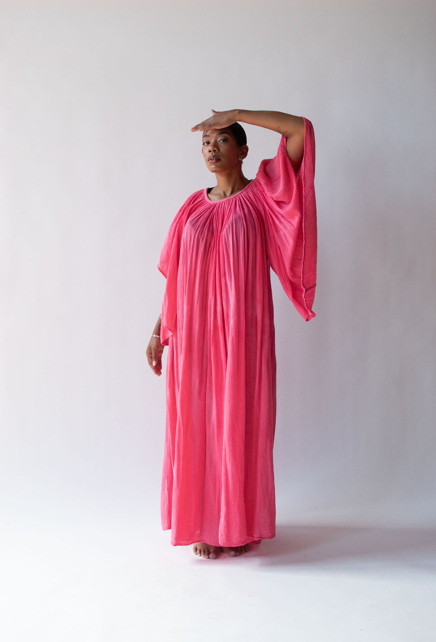1970s Watermelon Gauze Dress