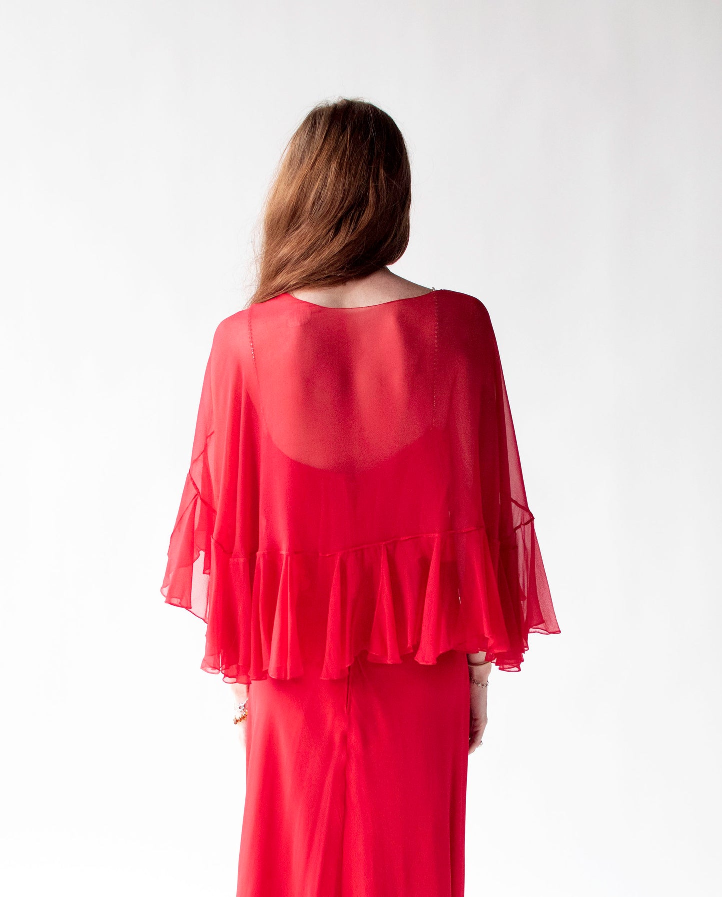 Red Chiffon Dress| Pauline Trigeré