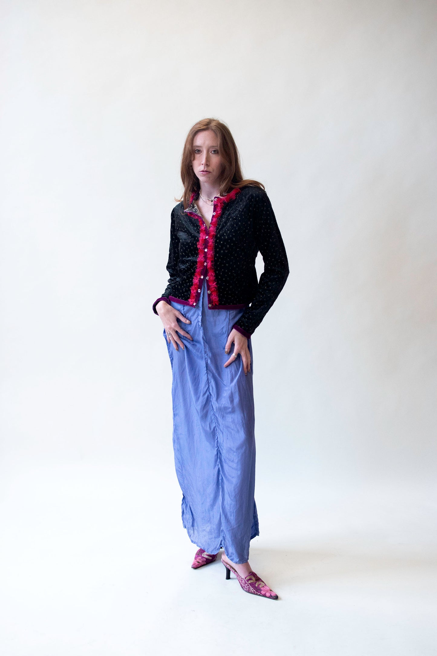 Black Velour Cardigan w/ Fringe Trim | Voyage Invest in the Original