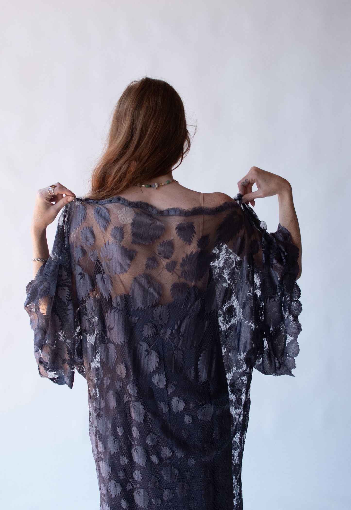 1980s Mauve Lace Dress