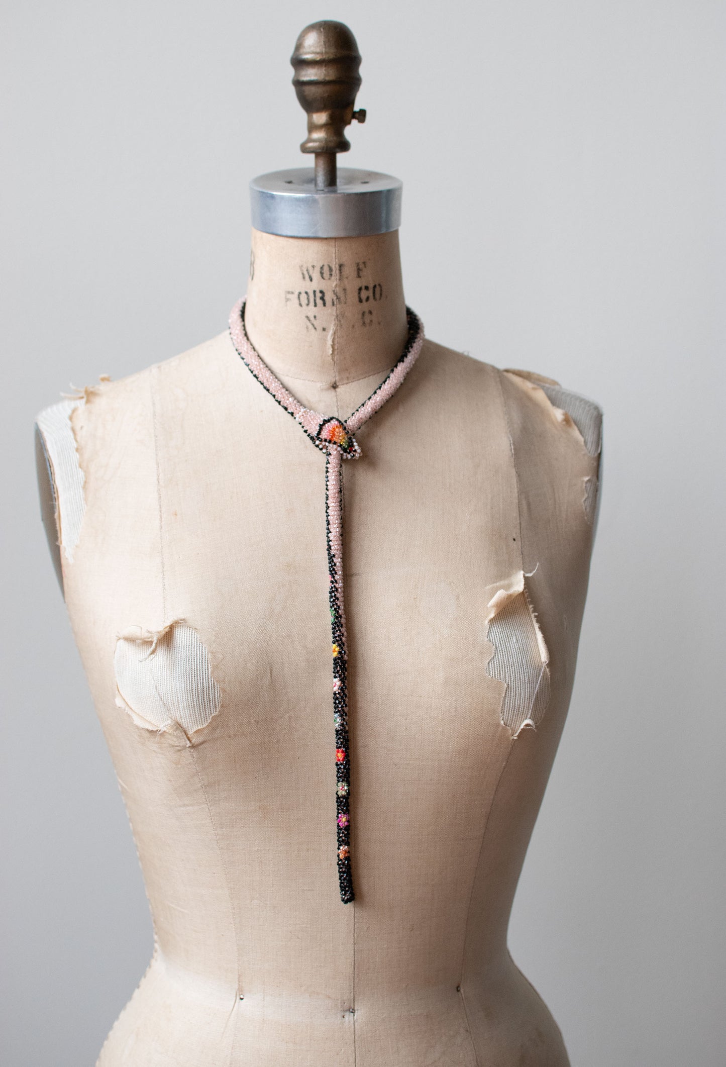 Bead Crochet Snake | Black W/ Multi Color Flowers