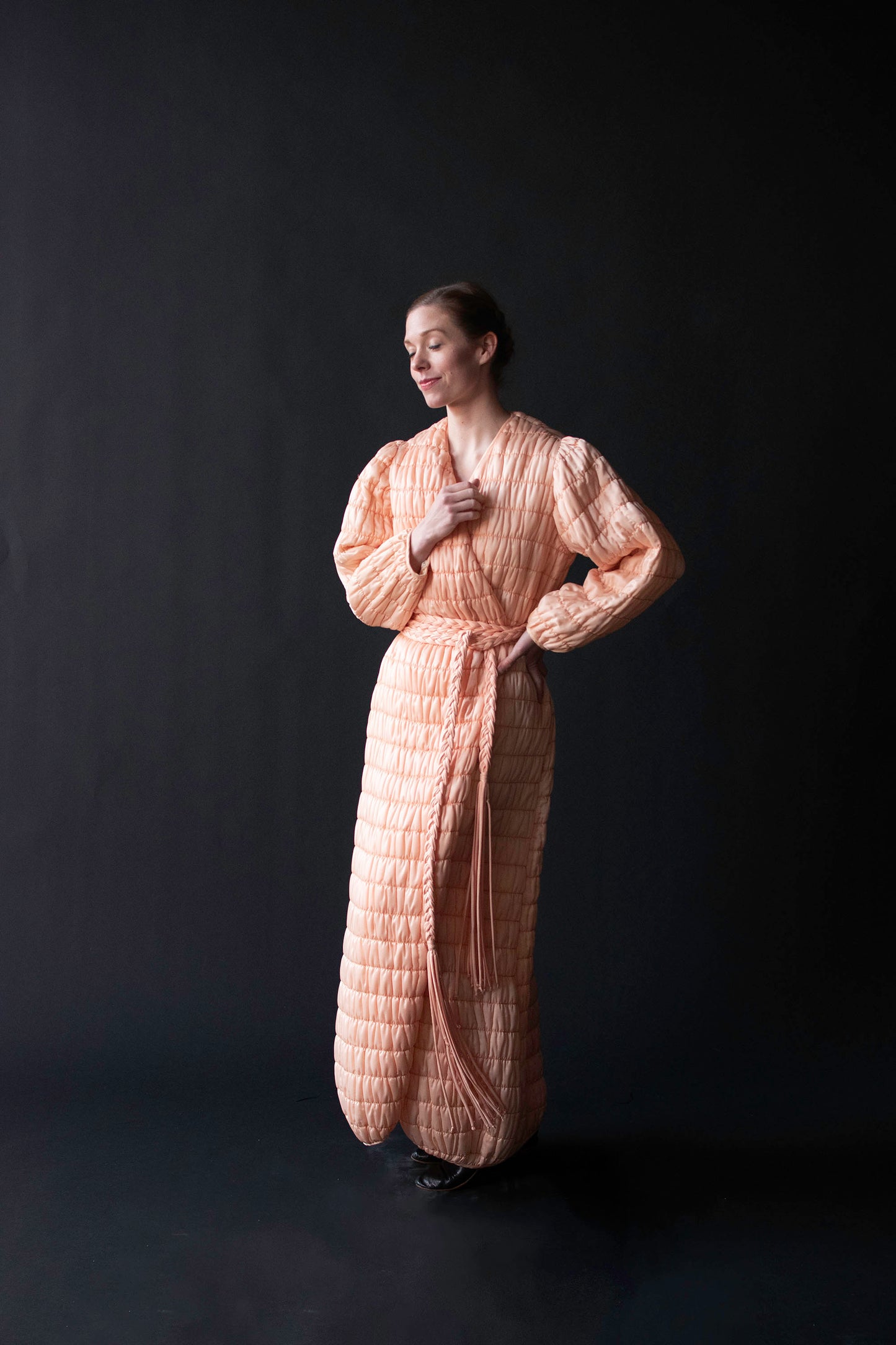 1980s Quilted Robe w/ Braided Belt | Mary McFadden