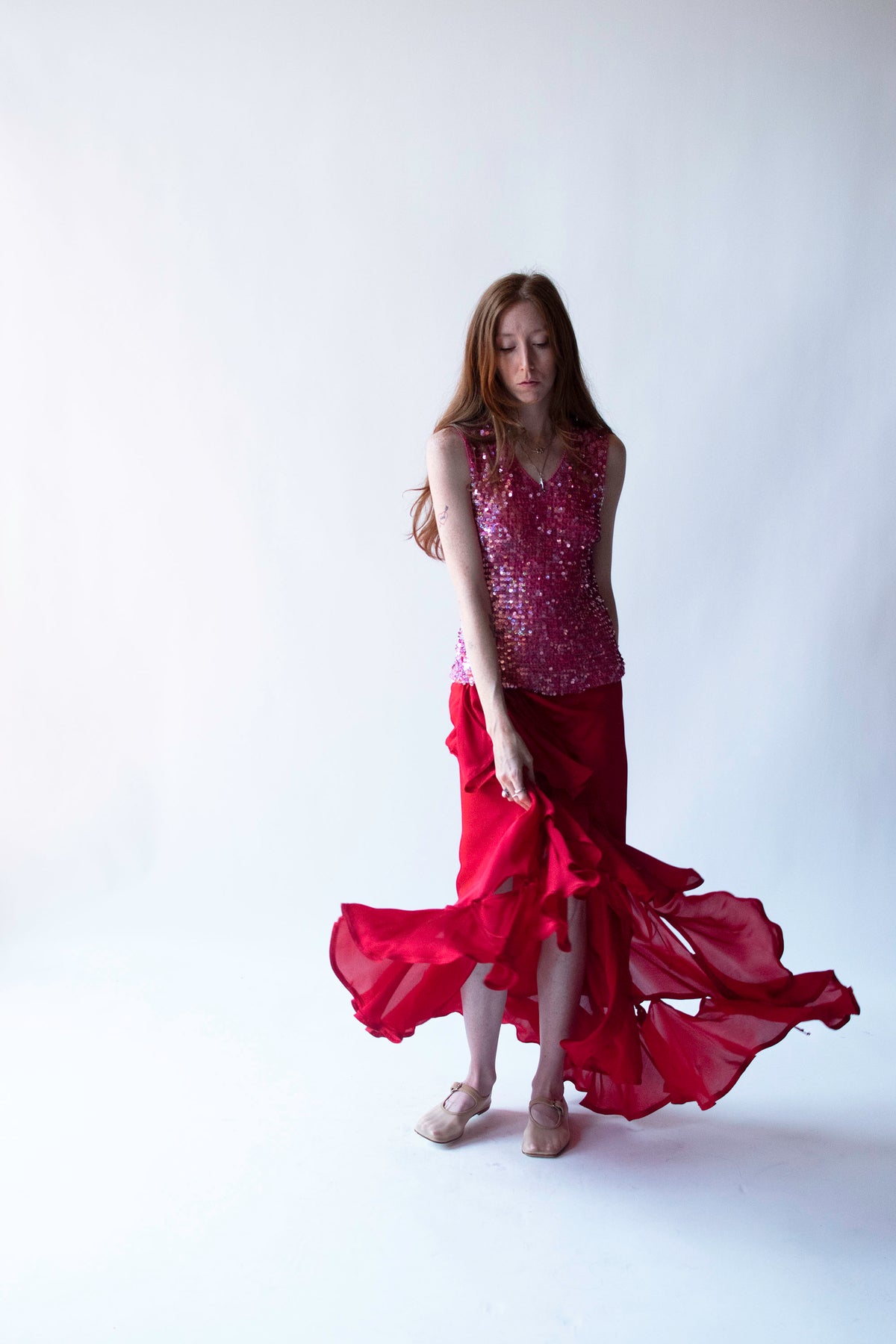 Red Silk Skirt | Yves Saint Laurent Rive Gauche FW 2003