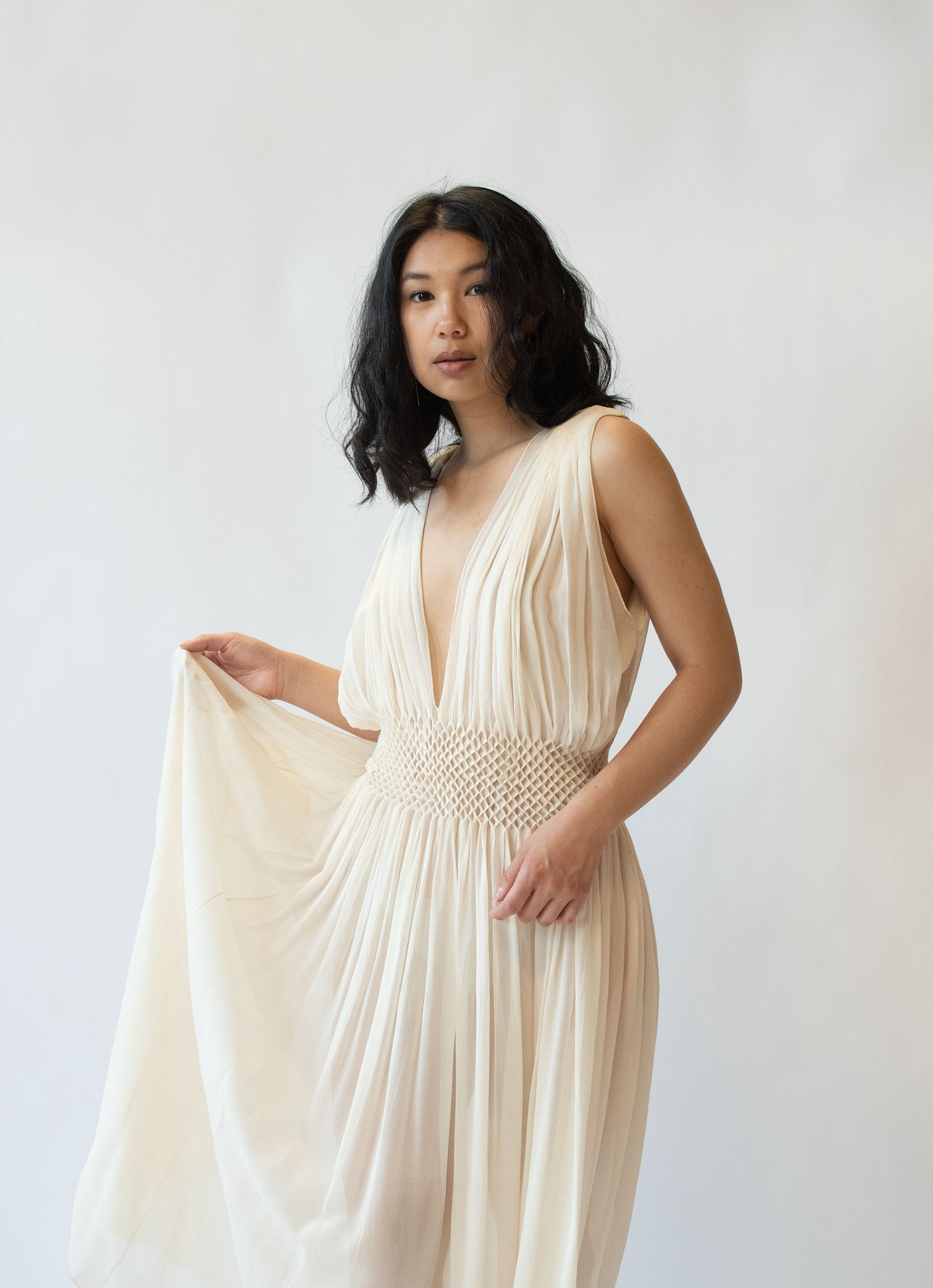 1930s Smocked Chiffon Nightgown