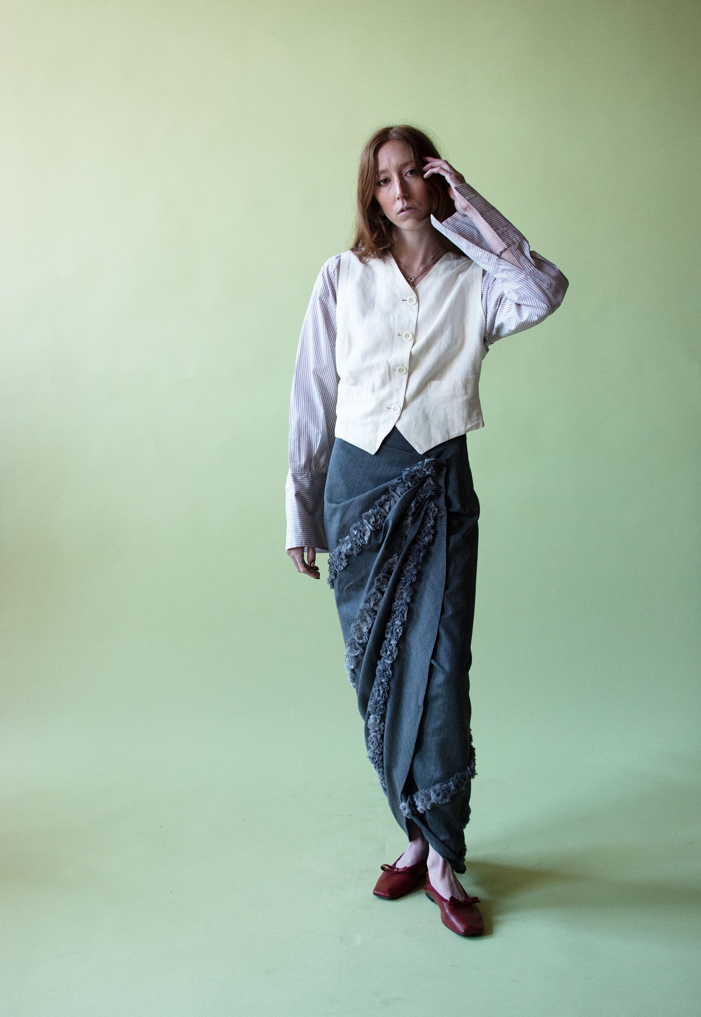Ruffled Gray Skirt | Romeo Gigli