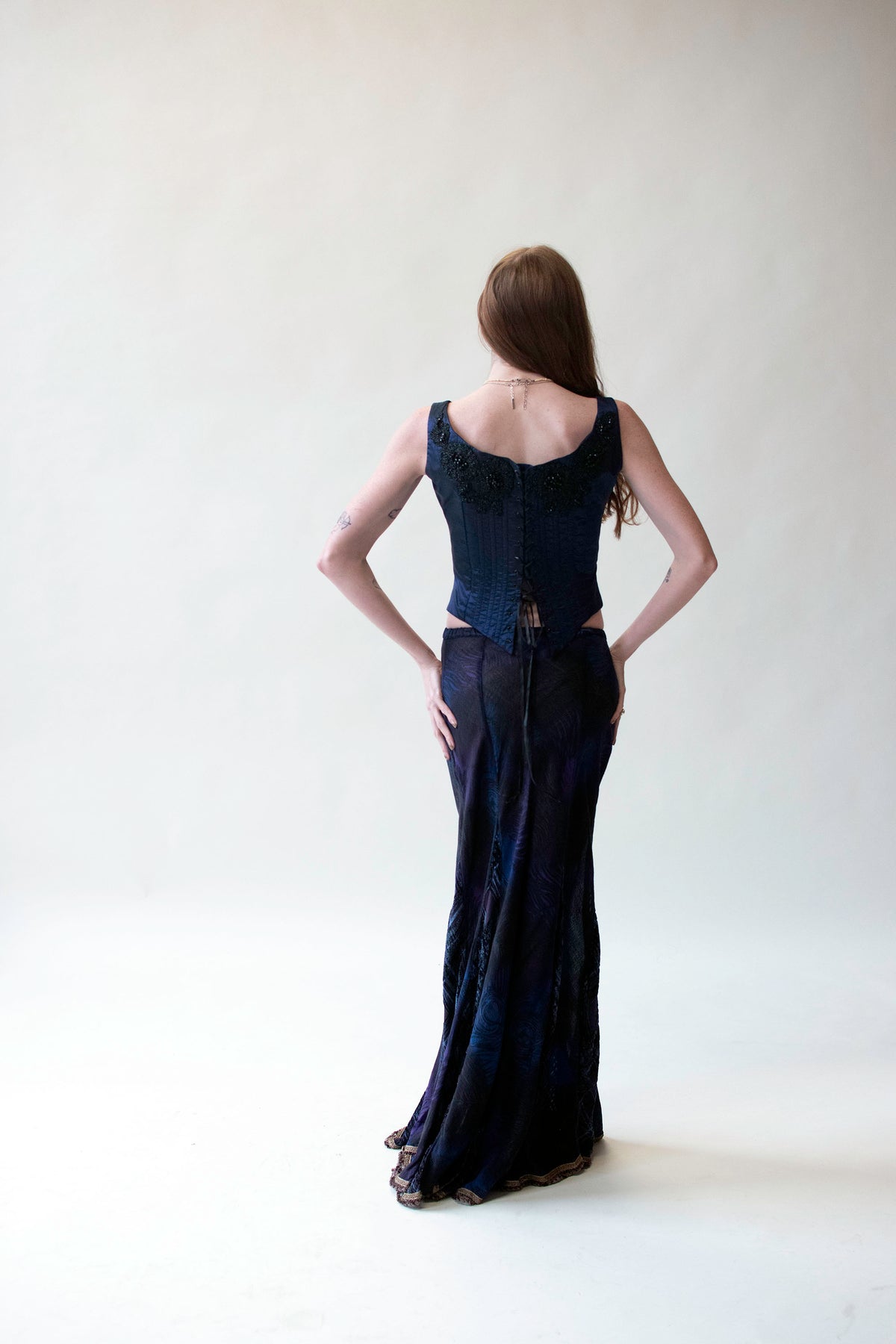 Peacock print skirt with Devore Velvet Gussets | Voyage Invest in the Origina