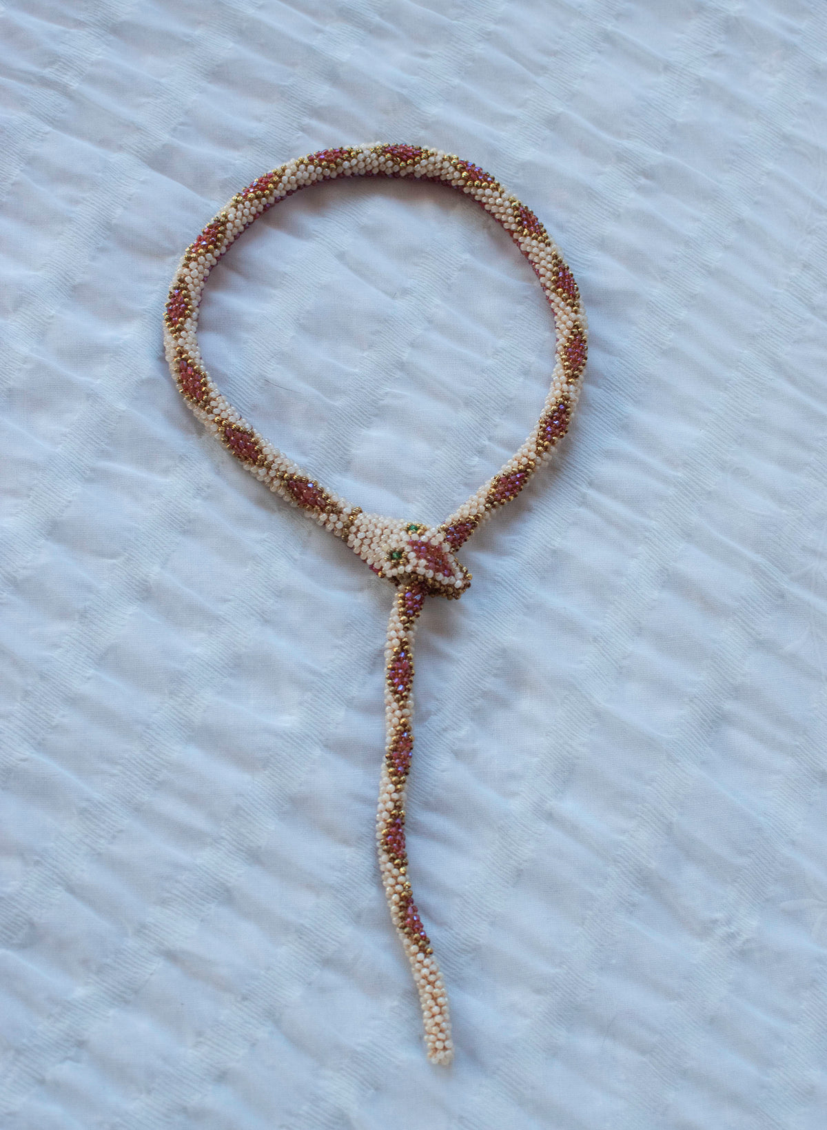 Bead Crochet Snake | Antique Pearl Diamond