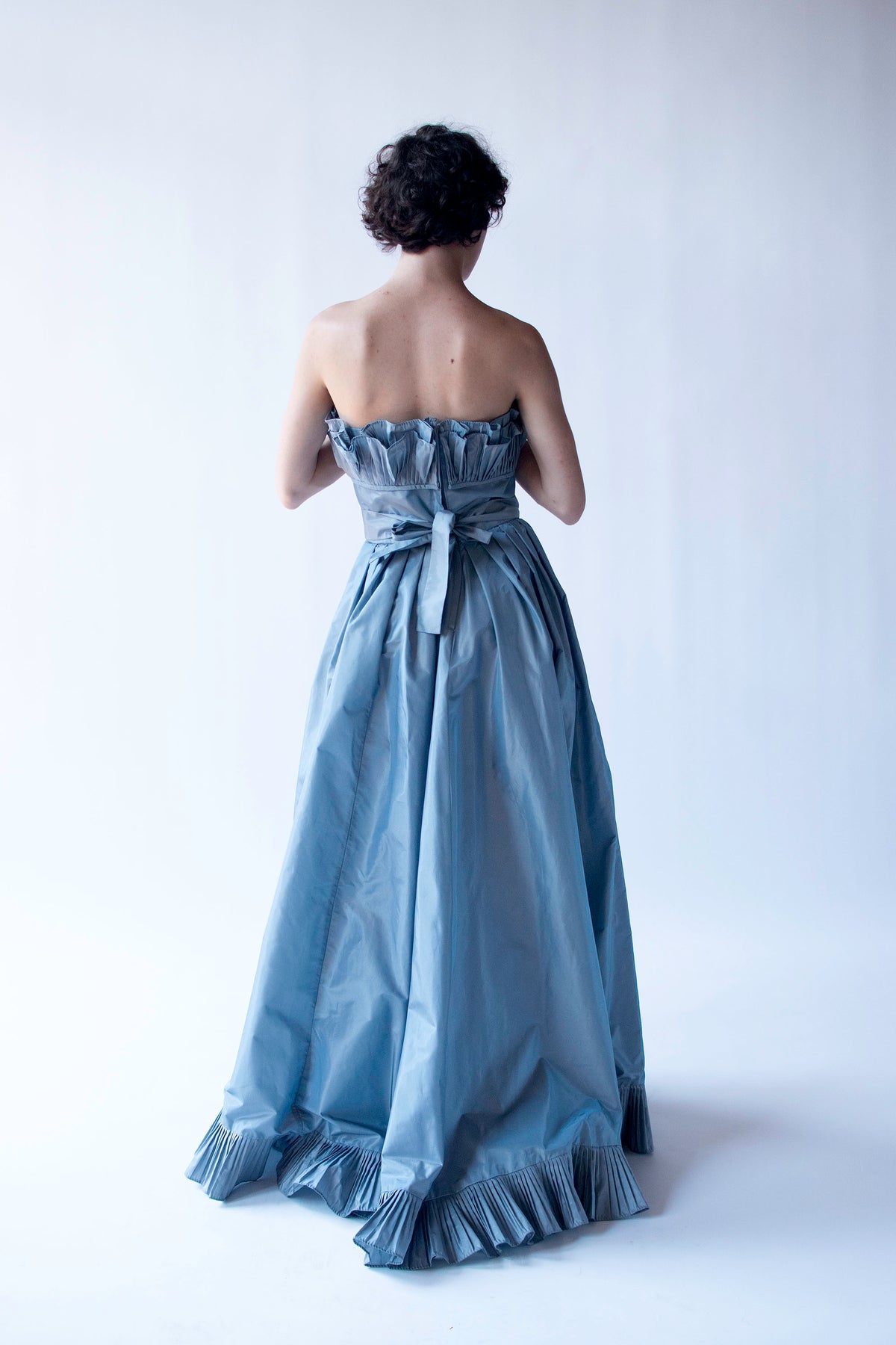 Ice Blue Ruffled Gown | Victor Costa