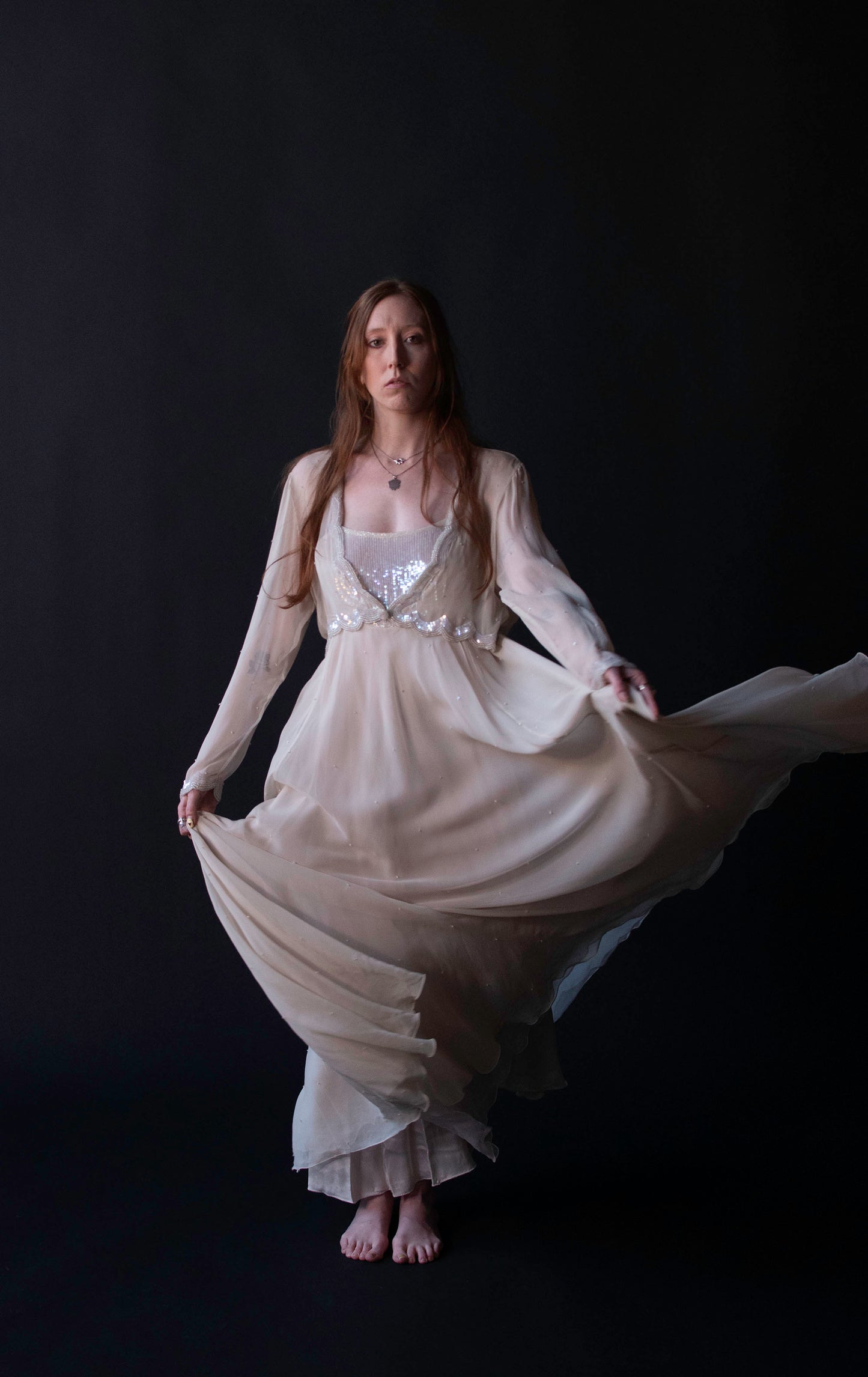 Chiffon Dress w/ Sequins | Judith Ann