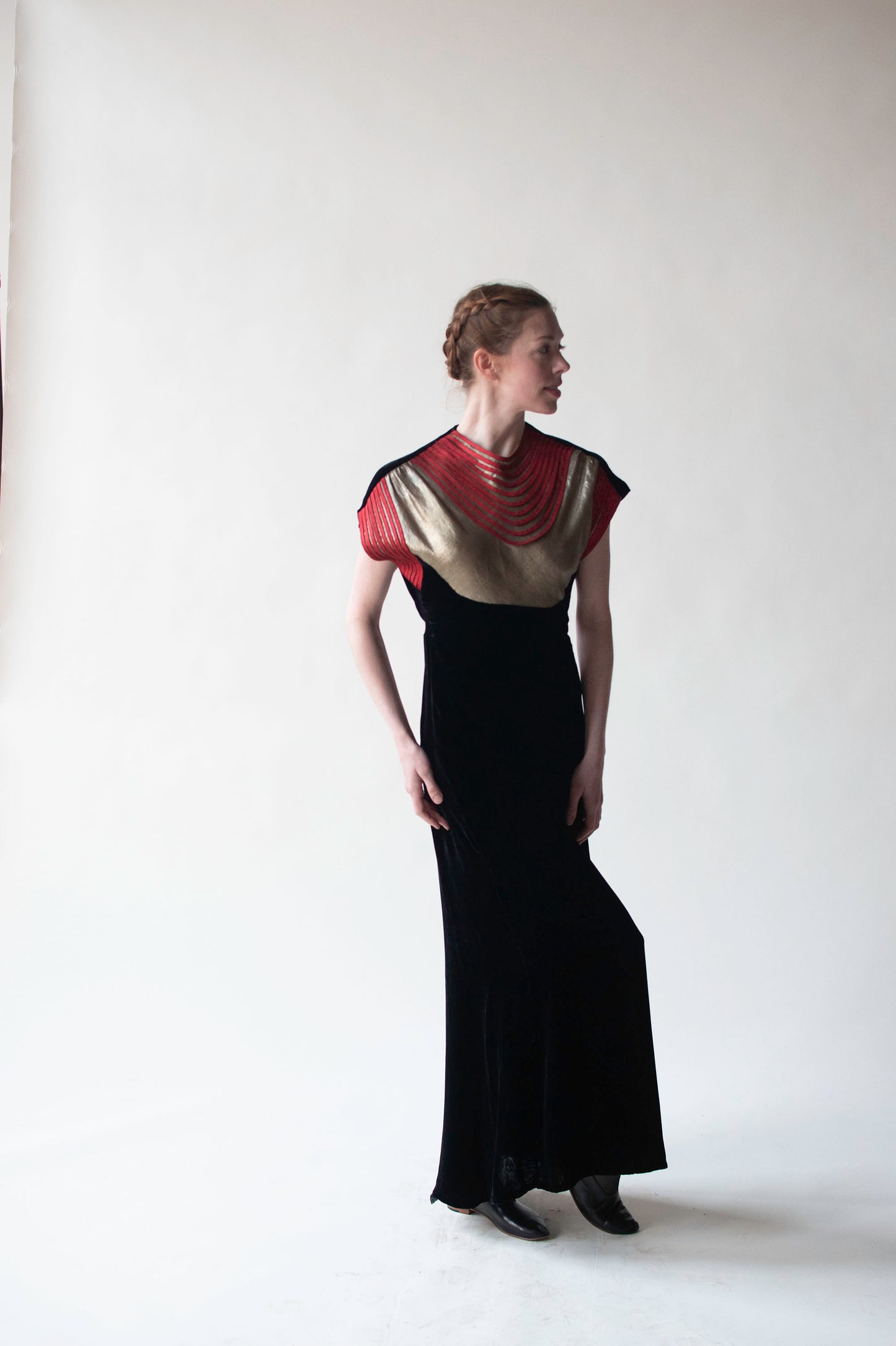 1930s Silk Velvet Dress