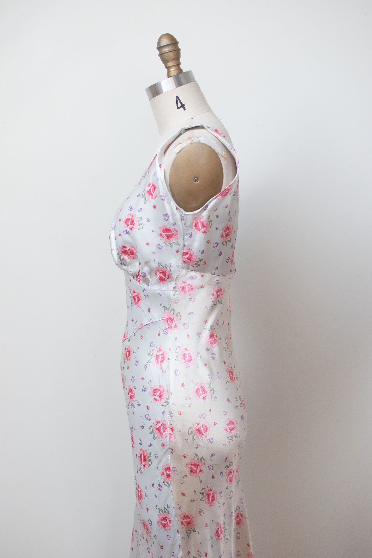 1930s Rose Print Bias Cut Dress