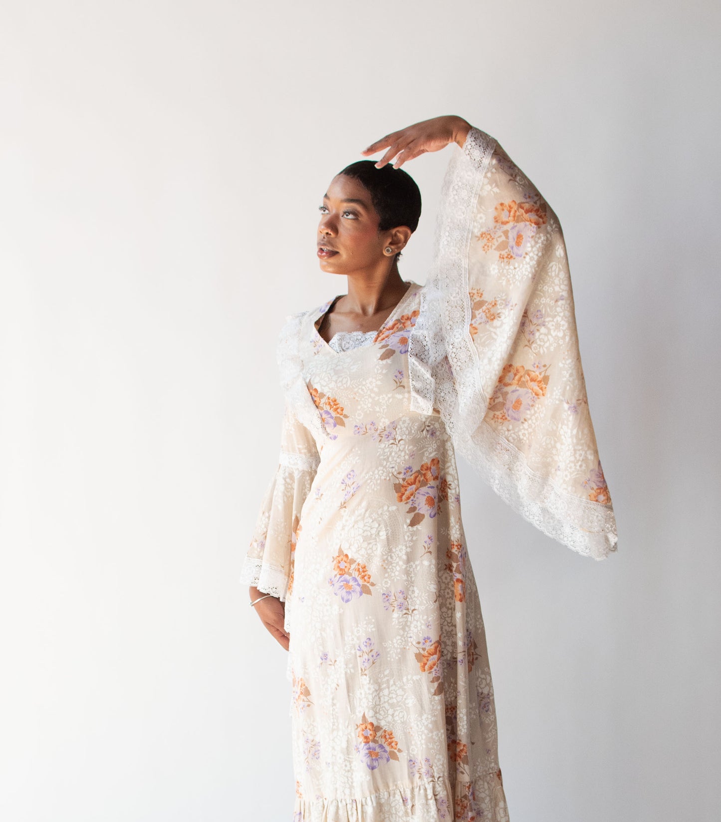 1970s Trumpet Sleeve Dress