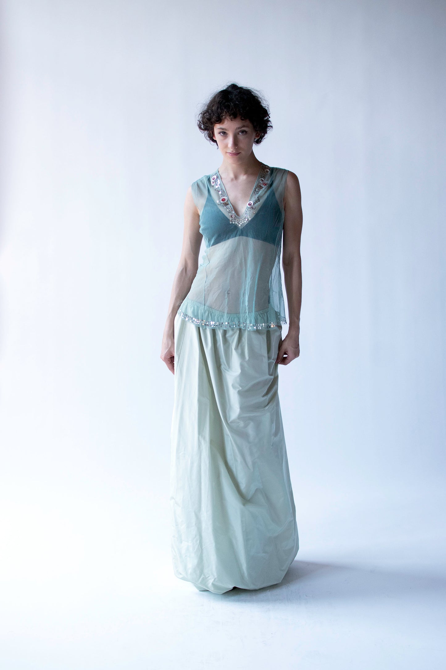 Mint Mesh Top w/ Sequins | Rozae Nichols