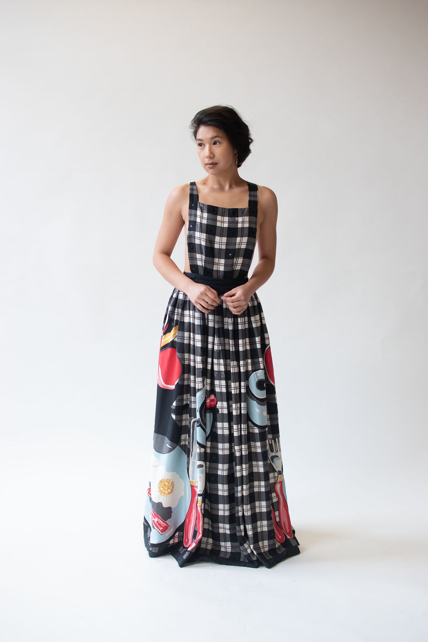 1980s Silk Breakfast Pinafore Gown | Michael Vollbracht