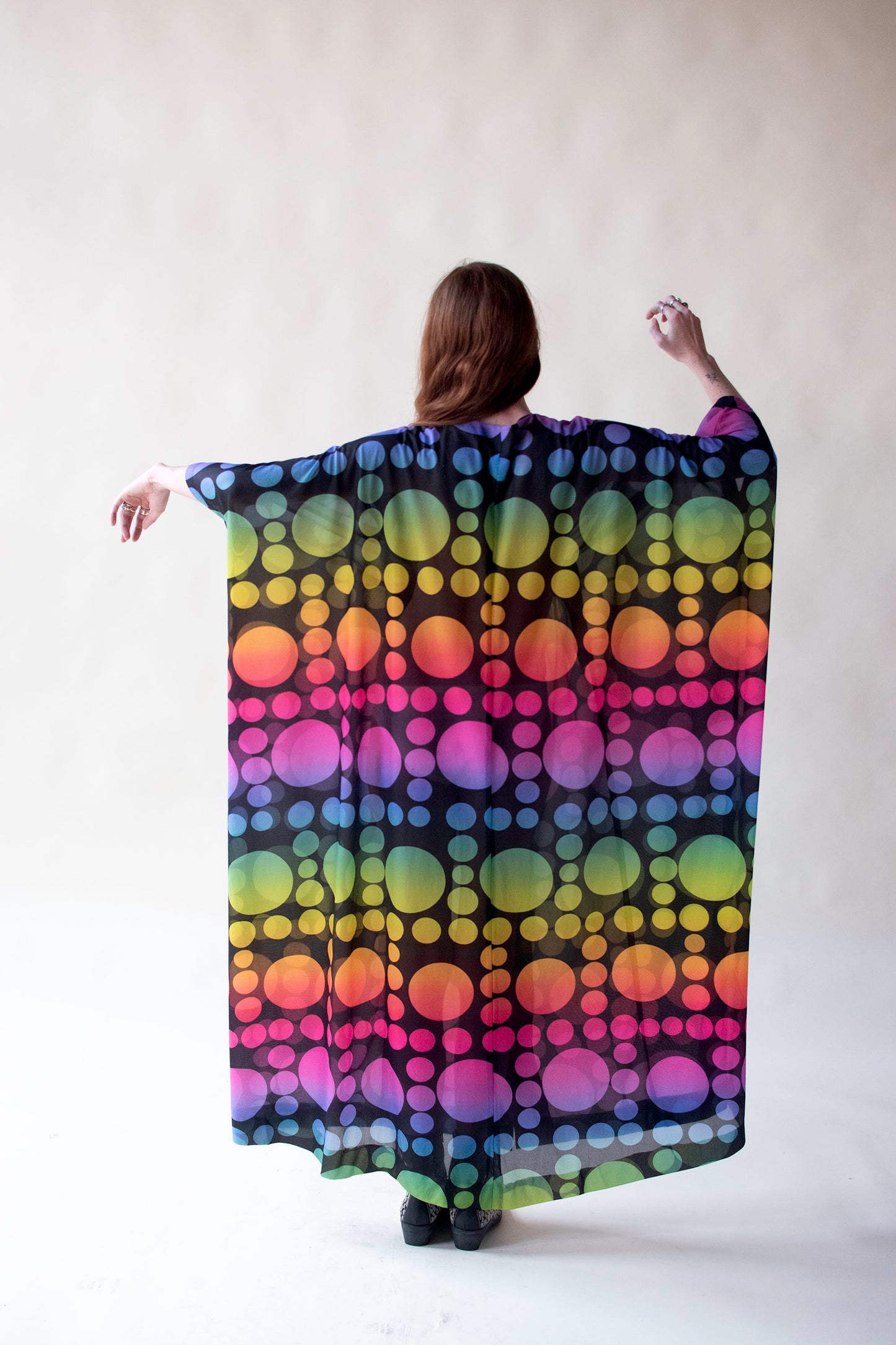 1970s Rainbow Polka Dot Caftan