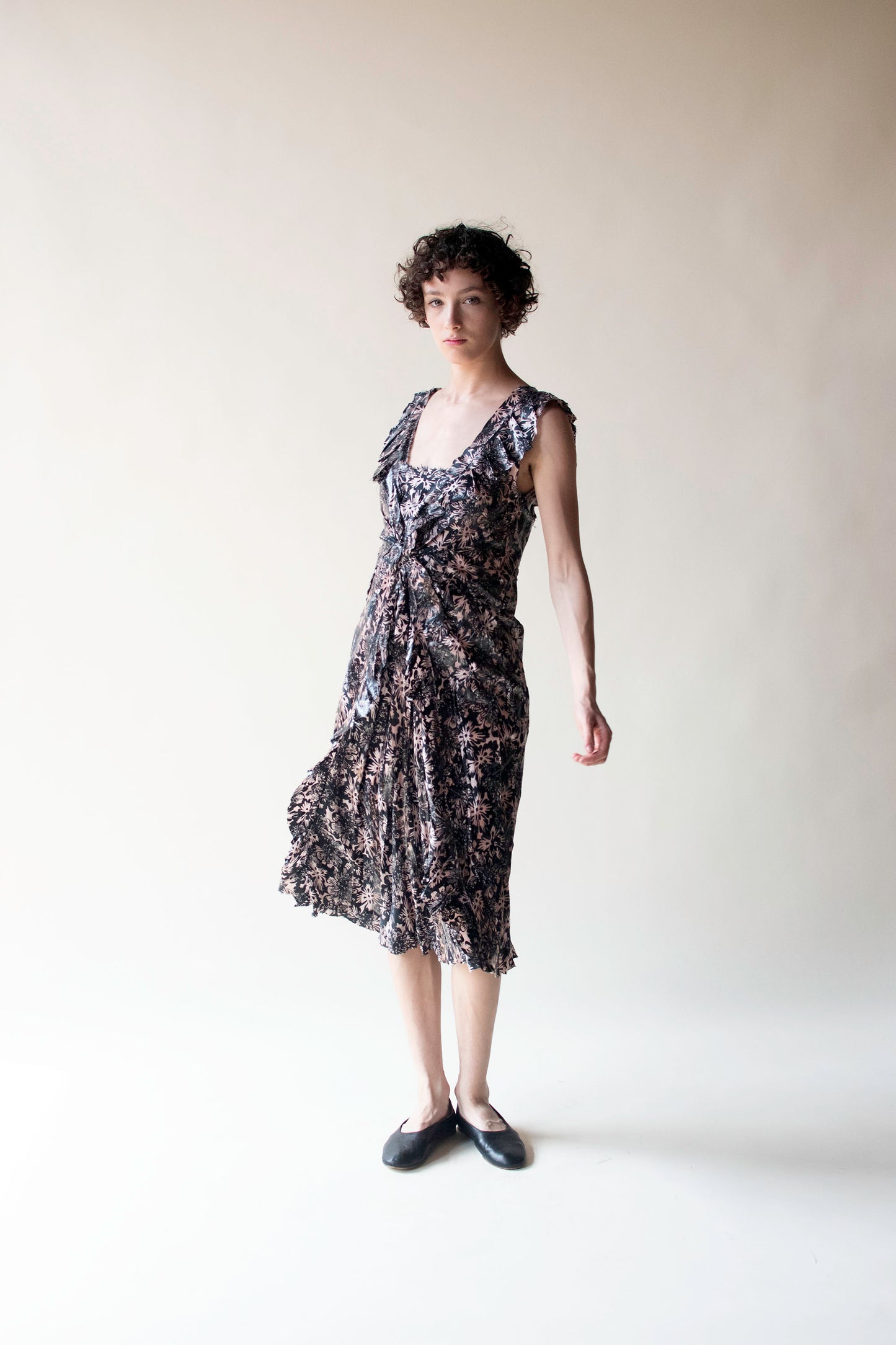 Latex coated silk dress