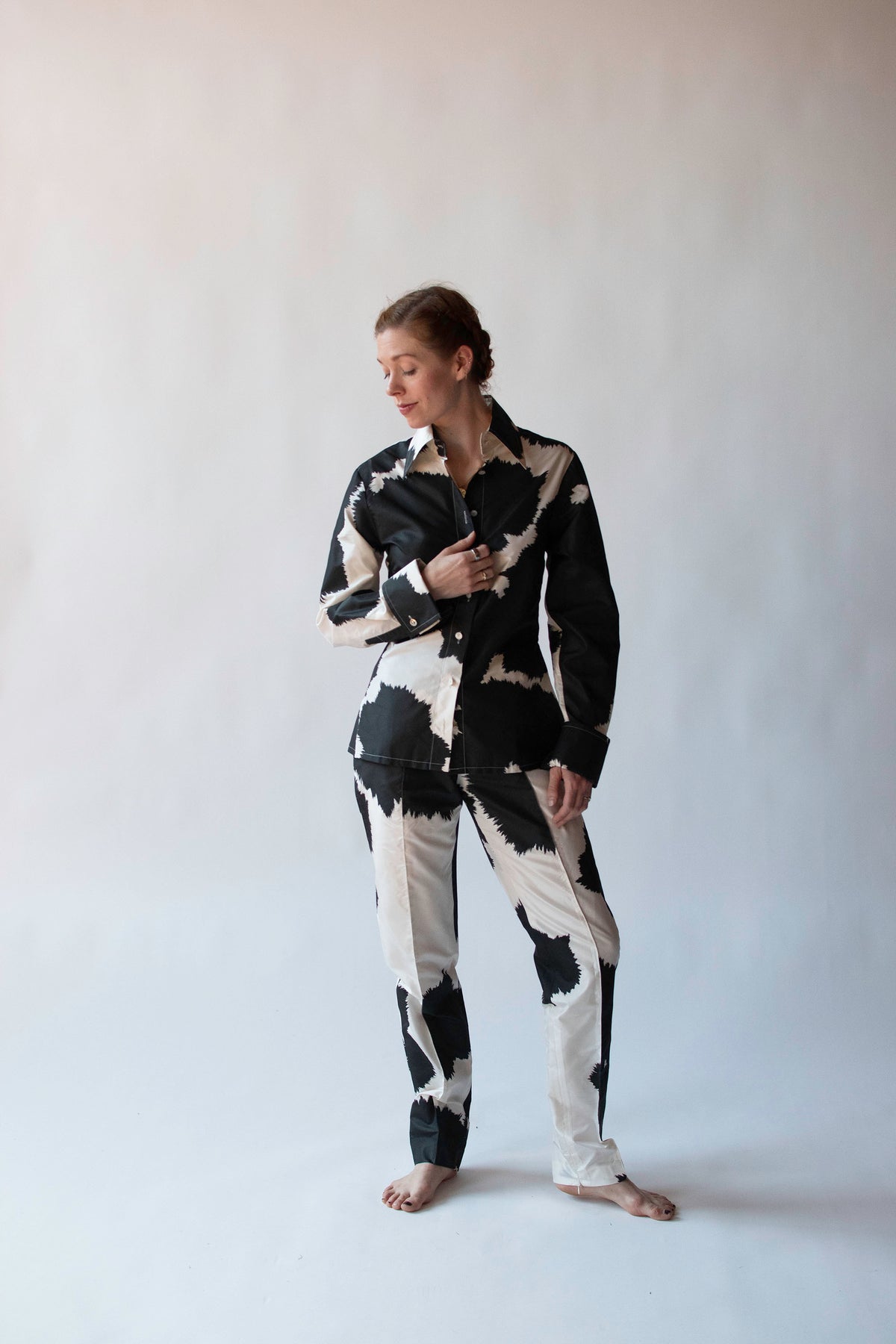 Silk Cow Print Pants Set | Gianfranco Ferré