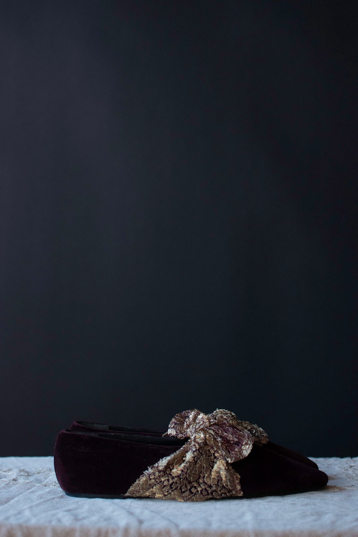 Burgundy Velvet Flats | Romeo Gigli
