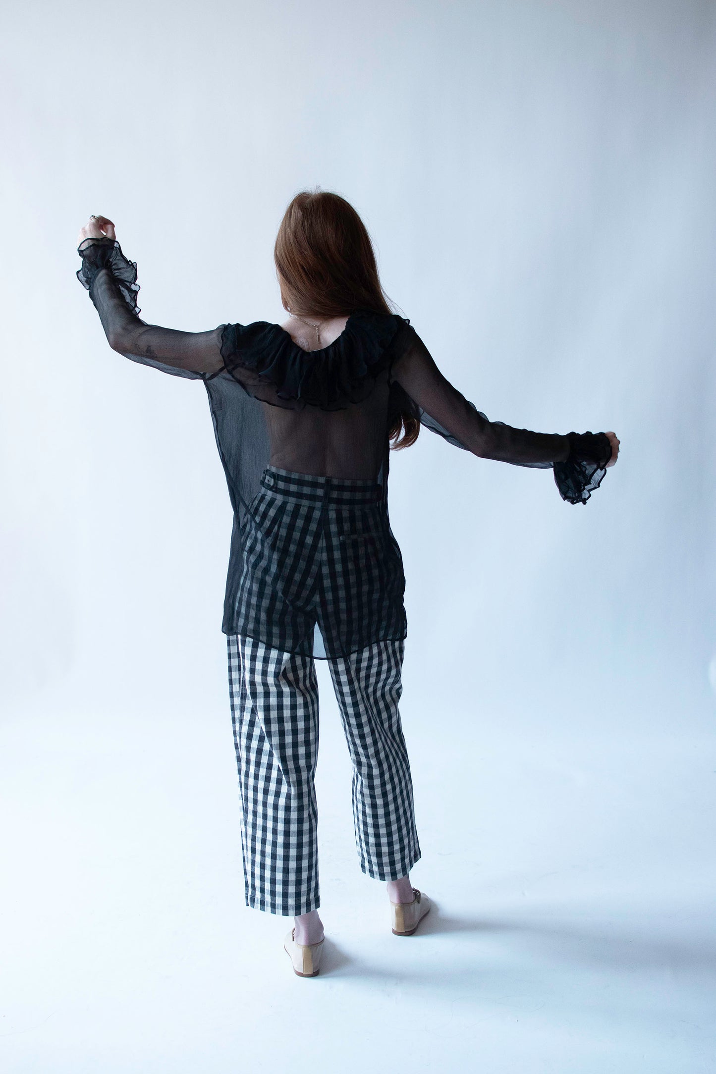 1990s Ruffled Collar Chiffon Blouse | Liza Bruce