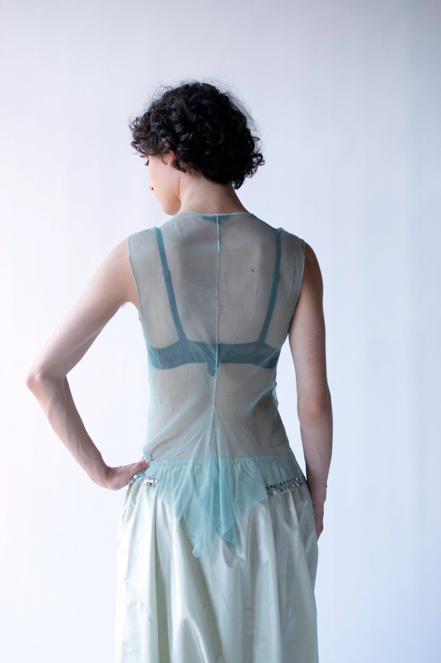 Mint Mesh Top w/ Sequins | Rozae Nichols