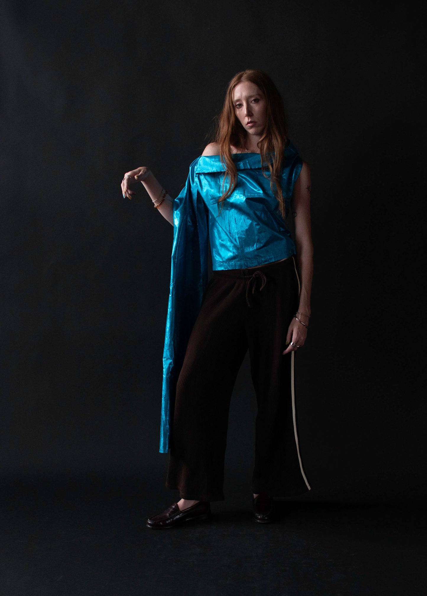 Metallic Blue Wrap Top | Jean Paul Gaultier SS 2000
