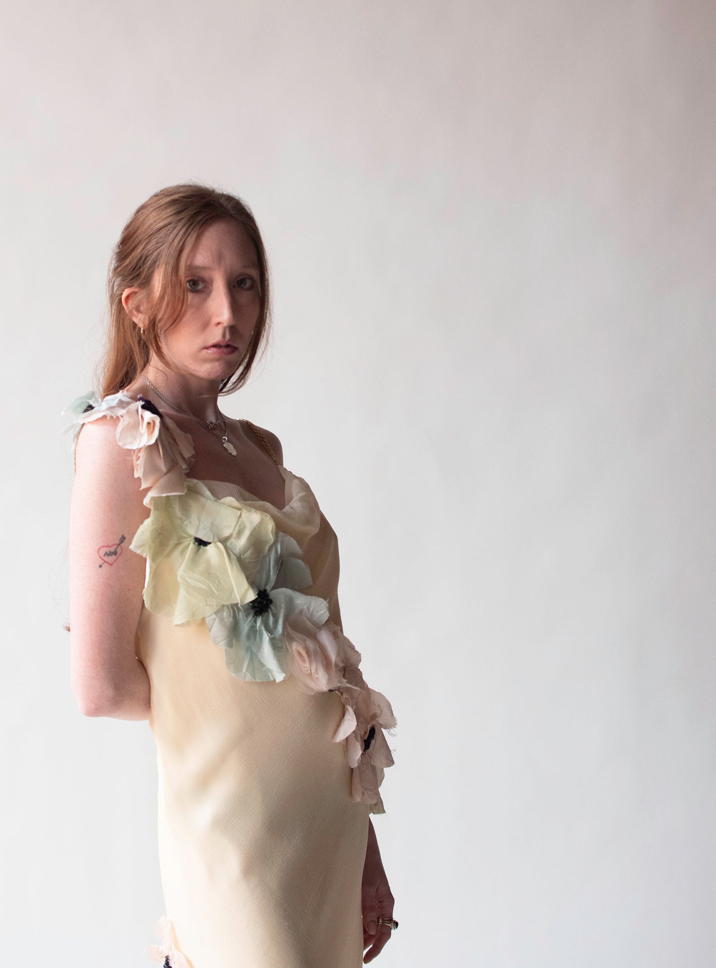 Chiffon Dress W/ Floral Applique