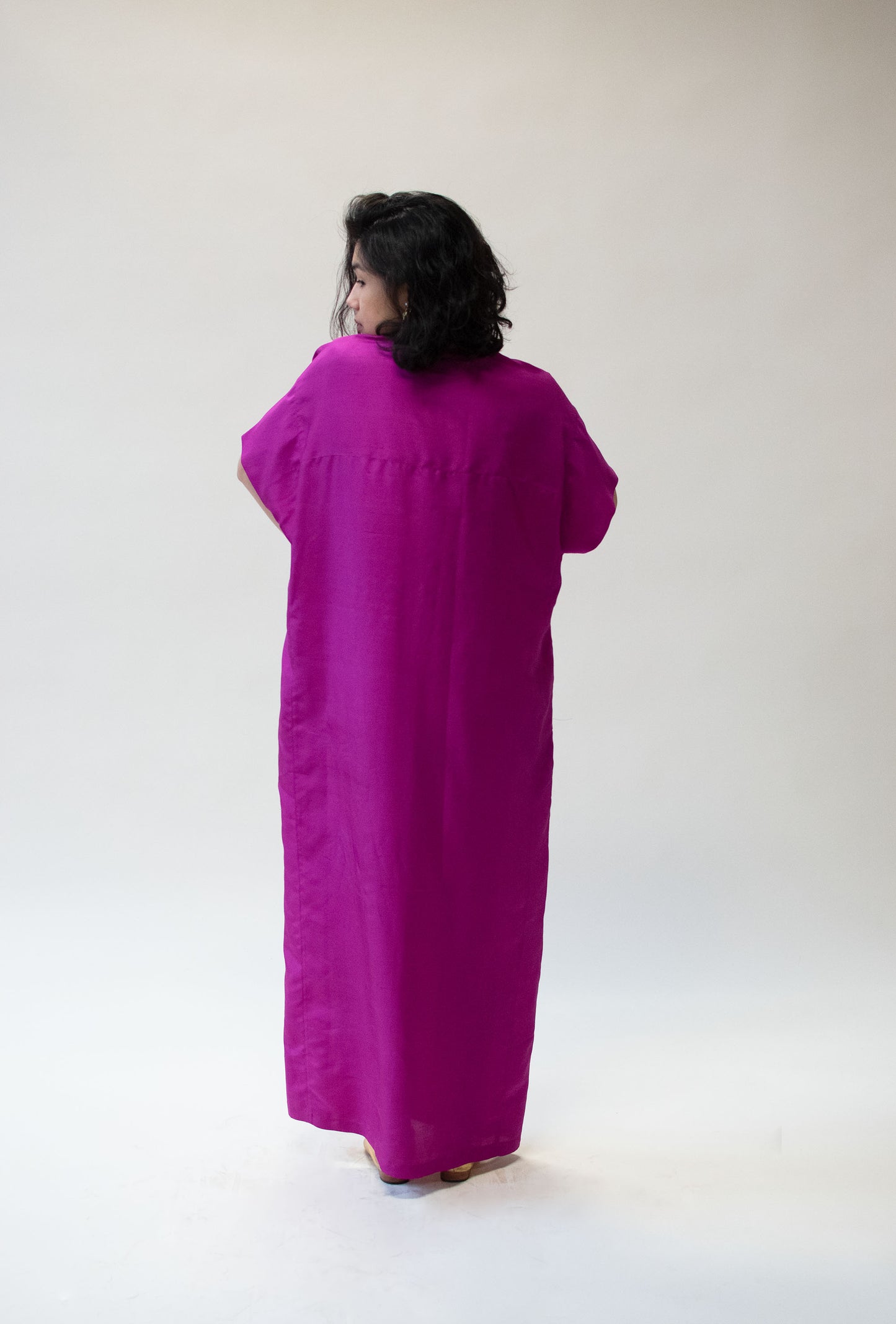 1990s Magenta Silk Caftan | Donna Karan