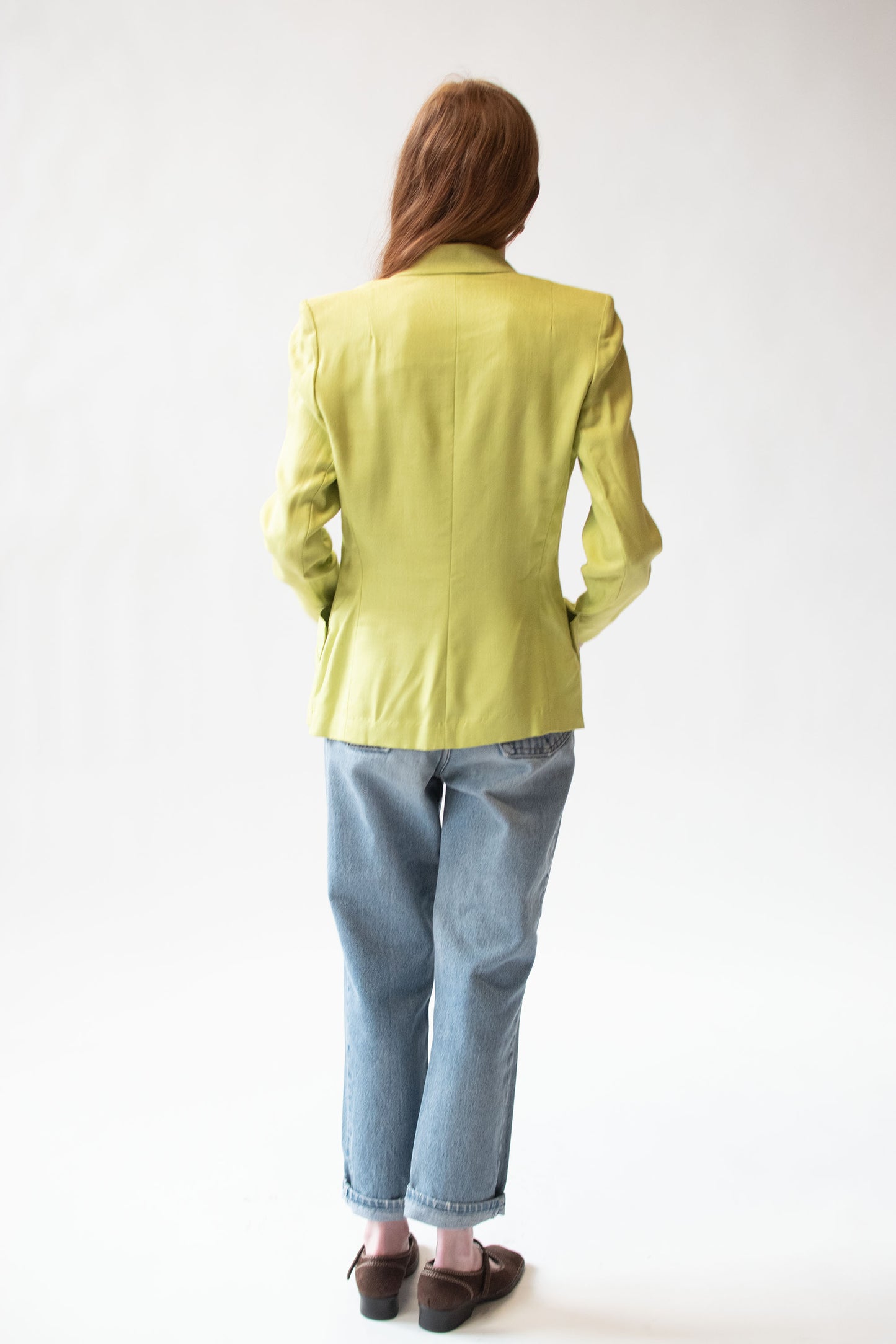 1940s Chartreuse Linen Blazer