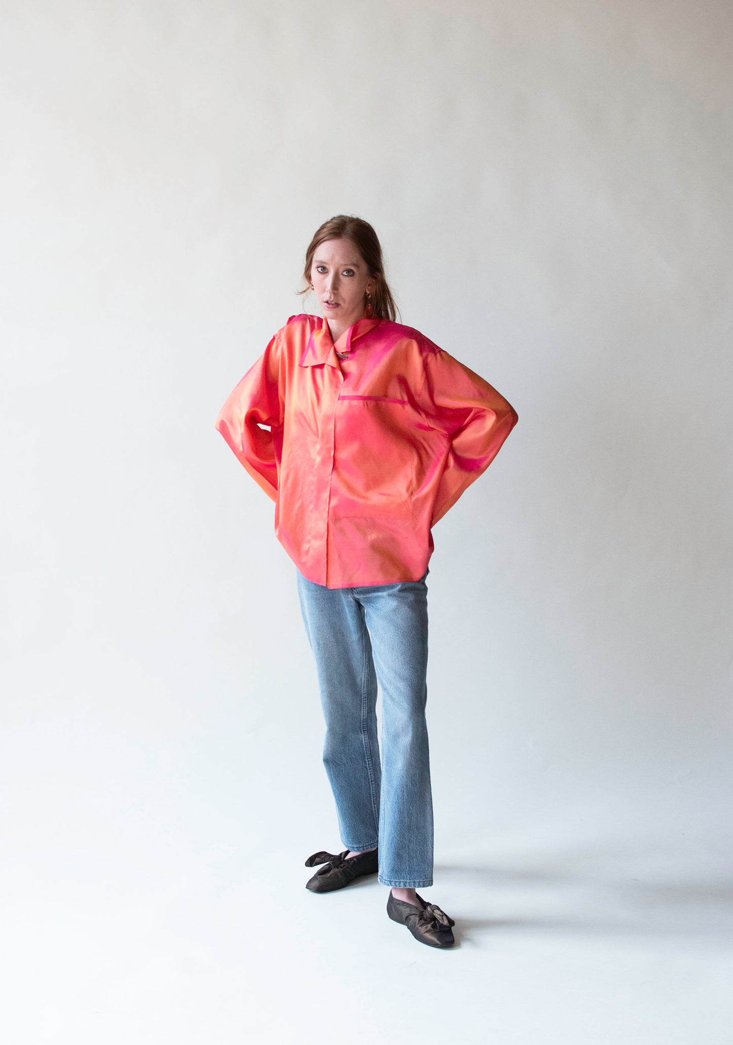 1990s Iridescent Silk Blouse | Michel Leger