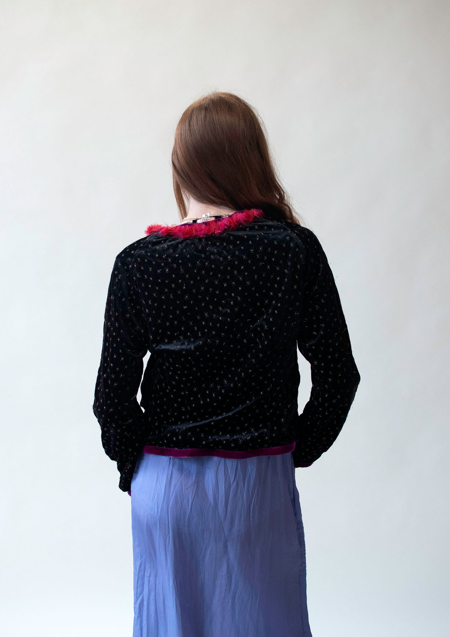 Black Velour Cardigan w/ Fringe Trim | Voyage Invest in the Original