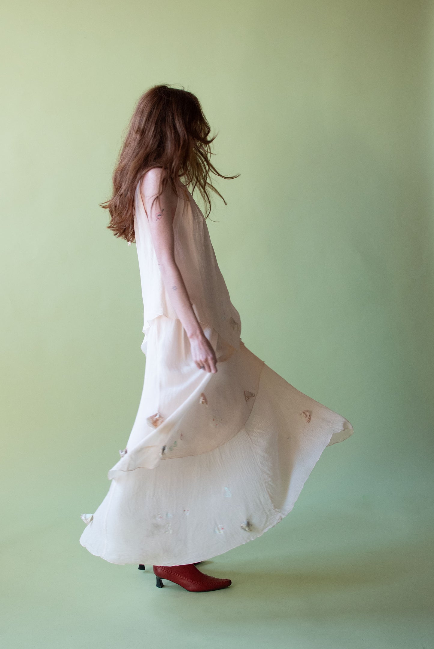 1970s Painted Chiffon Dress Set | Bobolocon