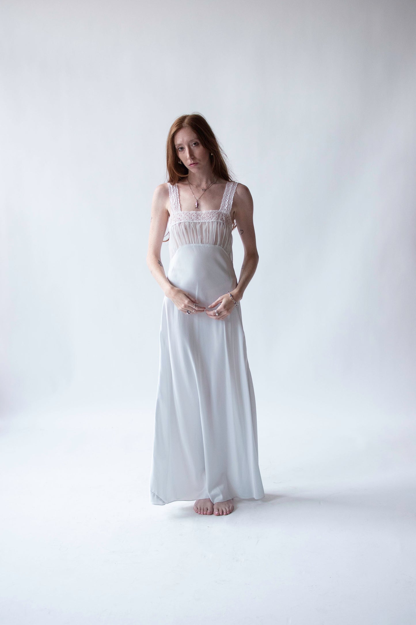 1950s Ice Blue Peignoir