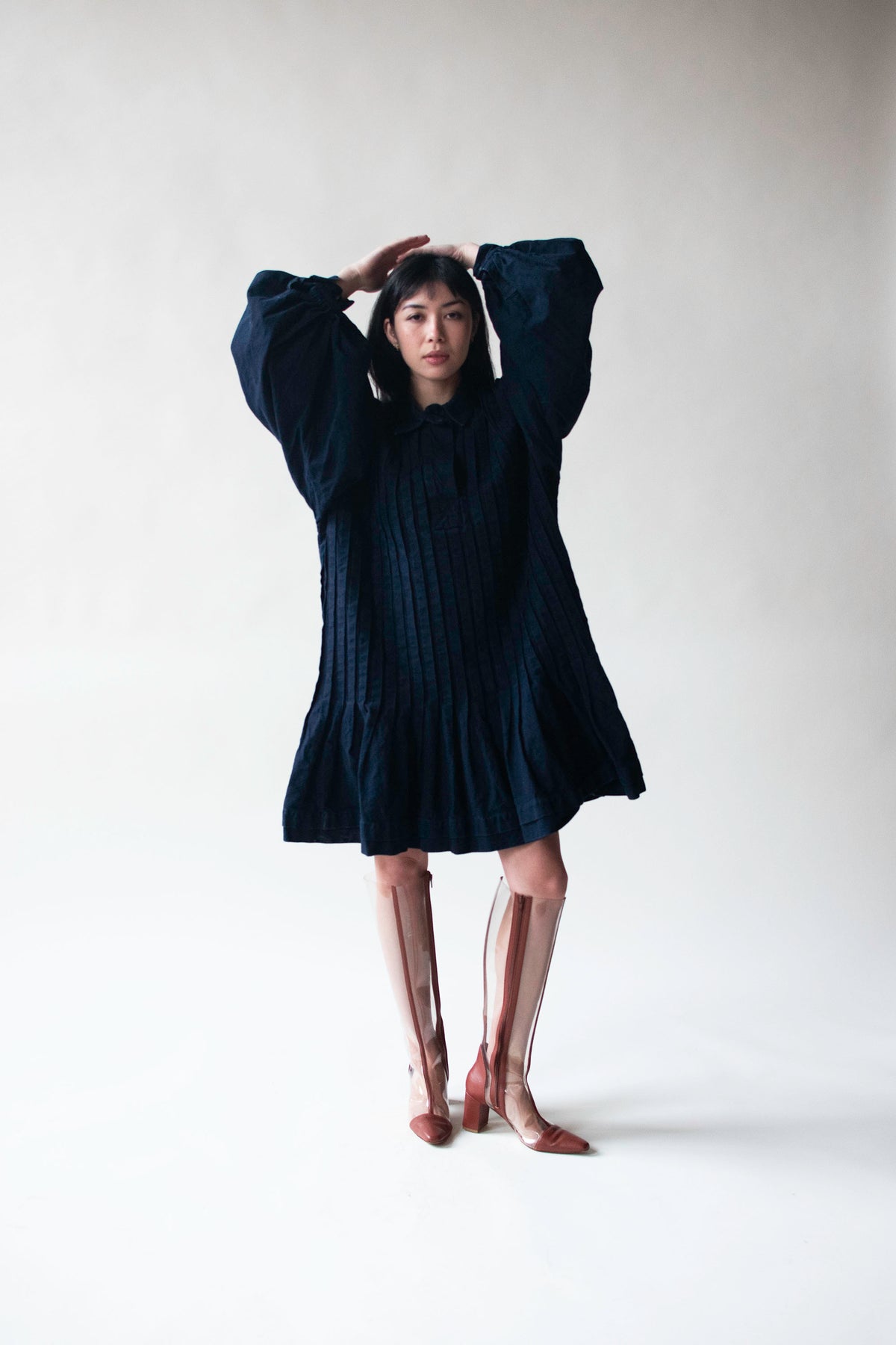 Indigo Balloon Sleeve Dress | Jan Barboglio