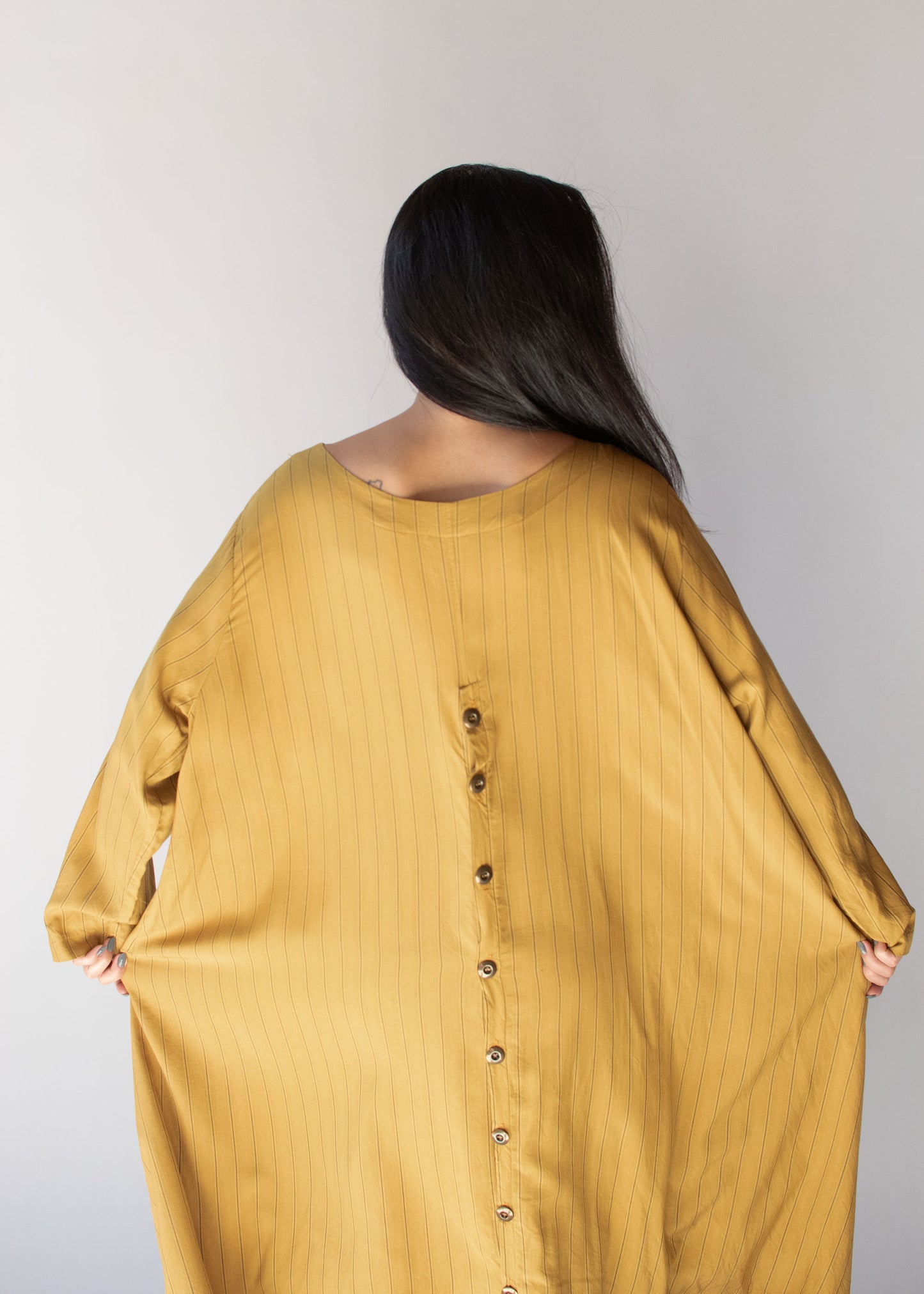 1990s Pinstripe Silk Dress | J. Morgan Puett